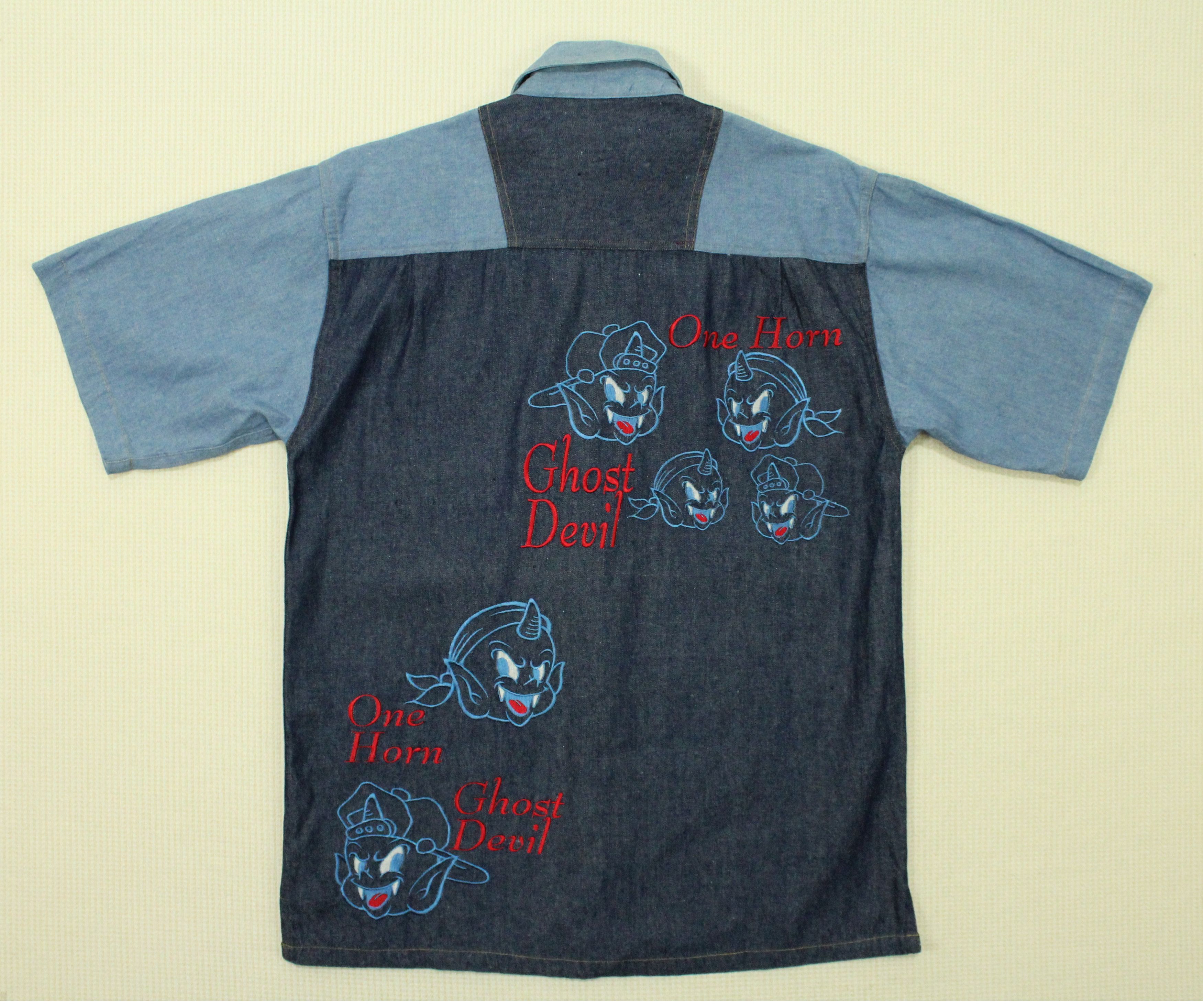 Japanese Brand O.H. GHOST DEVIL Shirt Denim Embroidered Evisu Style Size US M / EU 48-50 / 2 - 11 Thumbnail