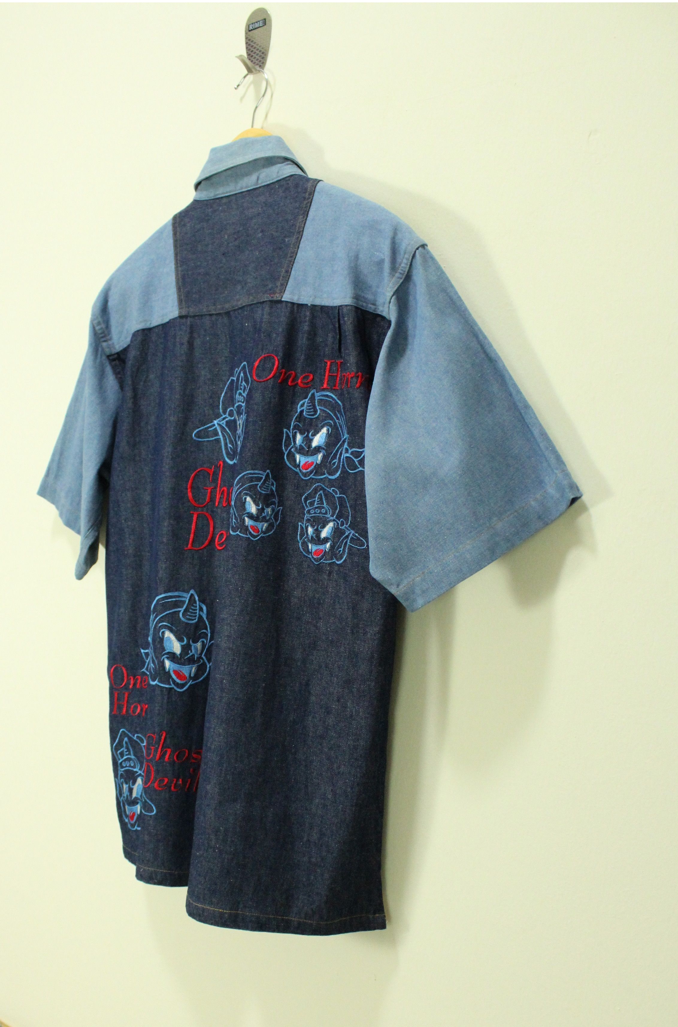 Japanese Brand O.H. GHOST DEVIL Shirt Denim Embroidered Evisu Style Size US M / EU 48-50 / 2 - 4 Thumbnail