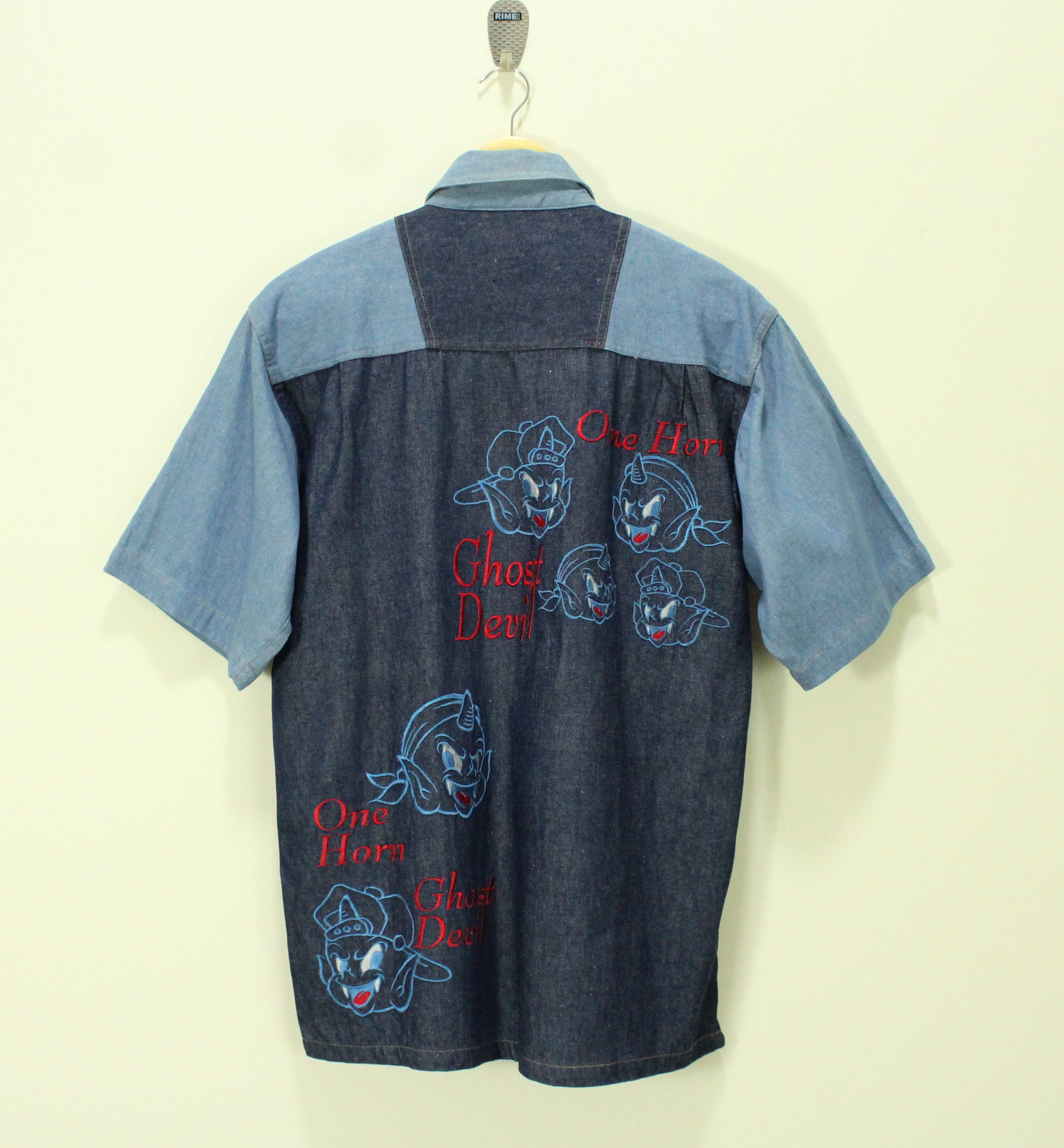 Japanese Brand O.H. GHOST DEVIL Shirt Denim Embroidered Evisu Style Size US M / EU 48-50 / 2 - 1 Thumbnail