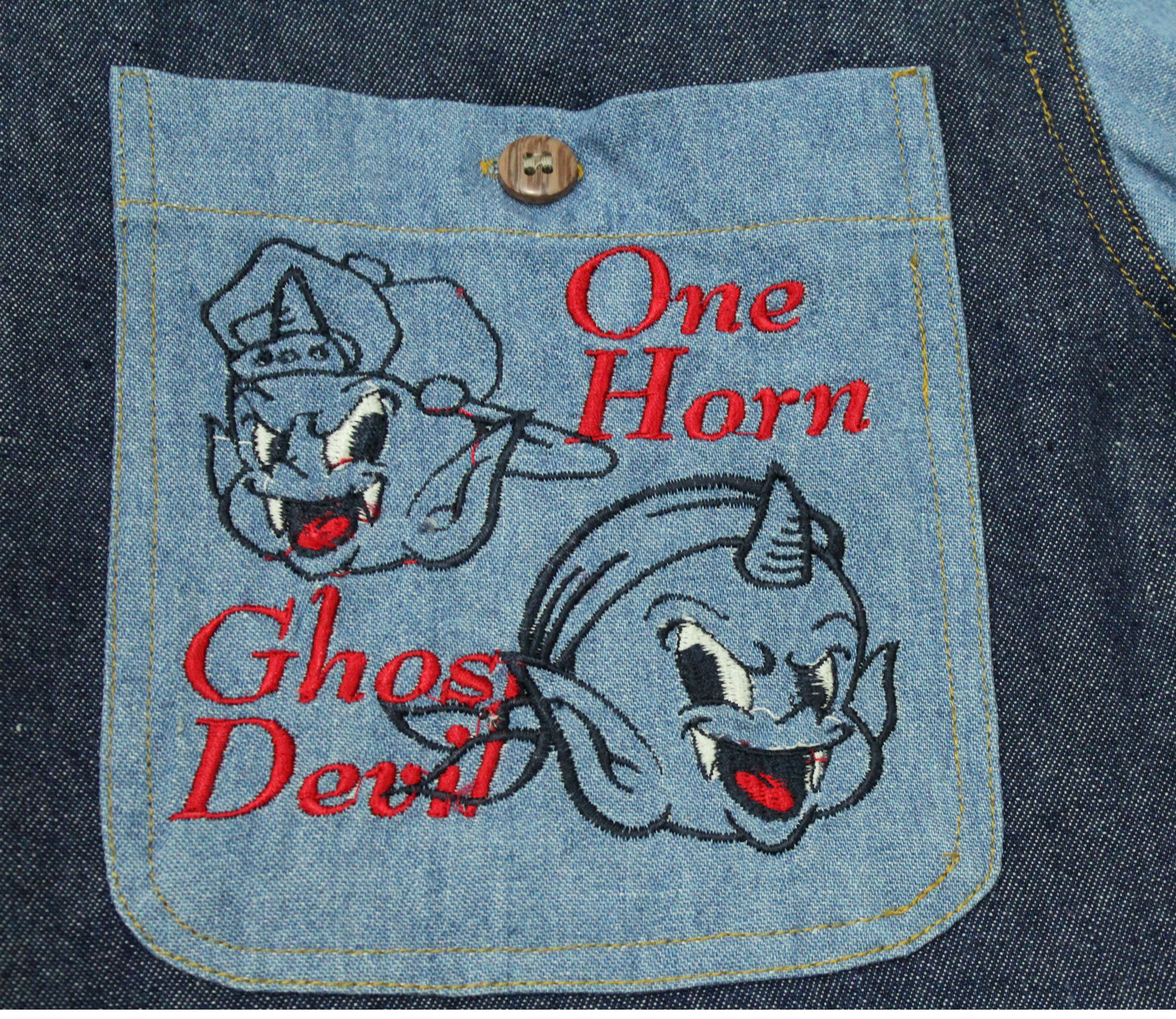 Japanese Brand O.H. GHOST DEVIL Shirt Denim Embroidered Evisu Style Size US M / EU 48-50 / 2 - 9 Thumbnail