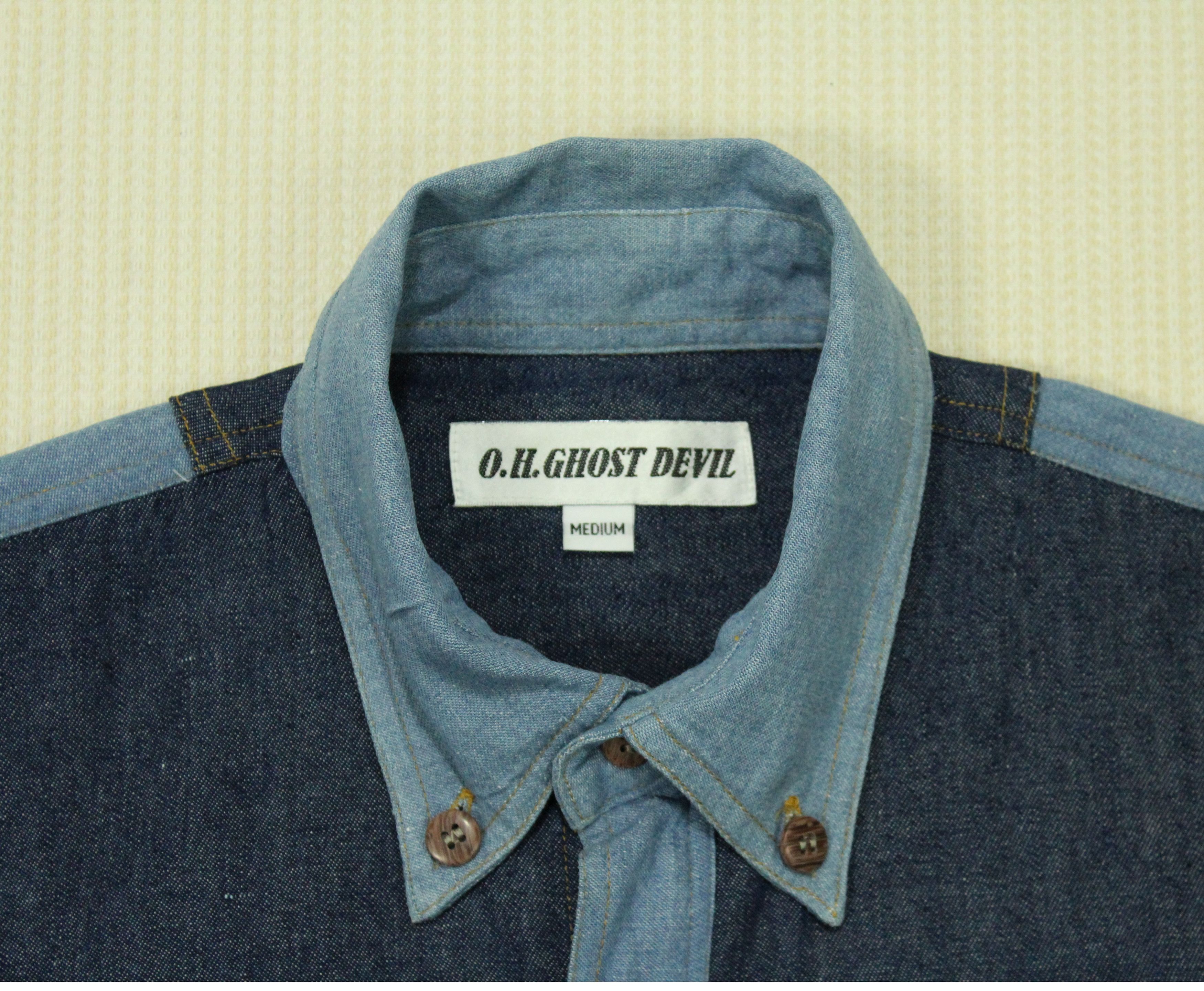 Japanese Brand O.H. GHOST DEVIL Shirt Denim Embroidered Evisu Style Size US M / EU 48-50 / 2 - 6 Thumbnail