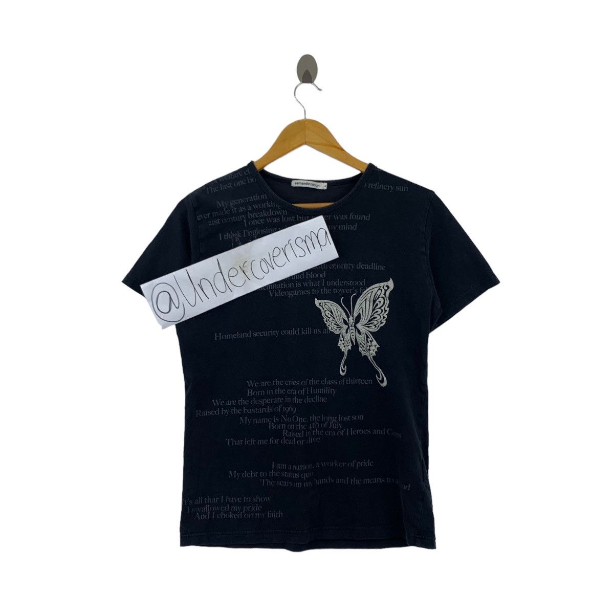 Japanese Brand SEMANTIC DESIGN Japanese Brand Quotes and Butterfly Print Size L / US 10 / IT 46 - 1 Thumbnail