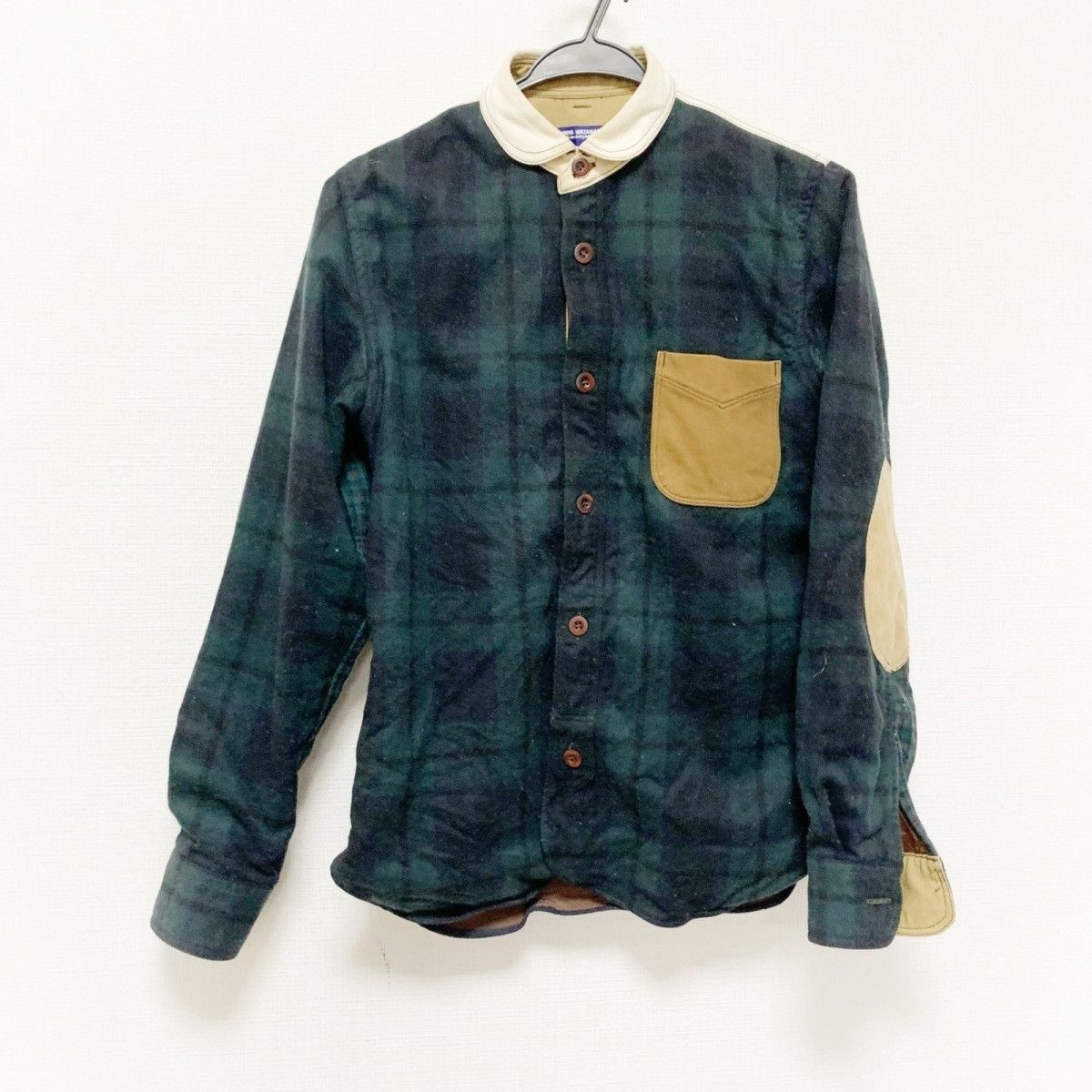 Shirt Multicolor Check Switch Elbow Patch Wool