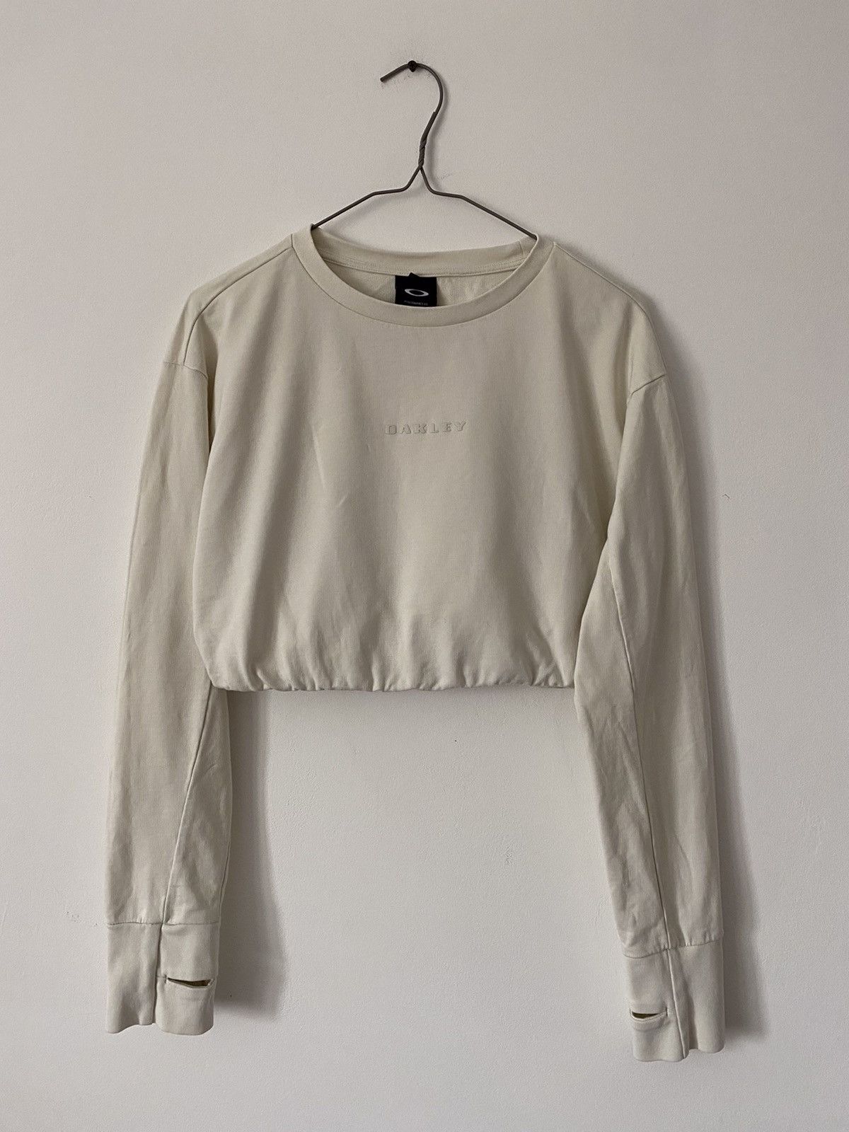 Oakley Vintage Oakley women ivory thumbhole top longsleeve shirt Size S / US 4 / IT 40 - 1 Thumbnail