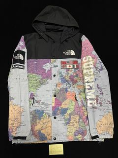 North face supreme map on sale jacket