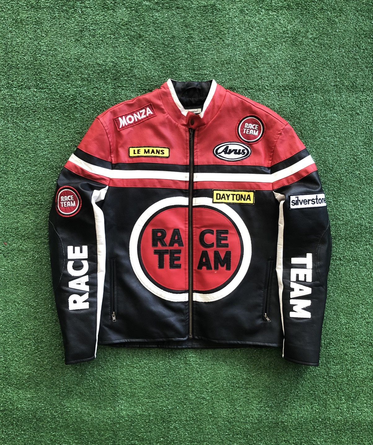 Vintage Nascar Racing Leather Jacket Race Team
