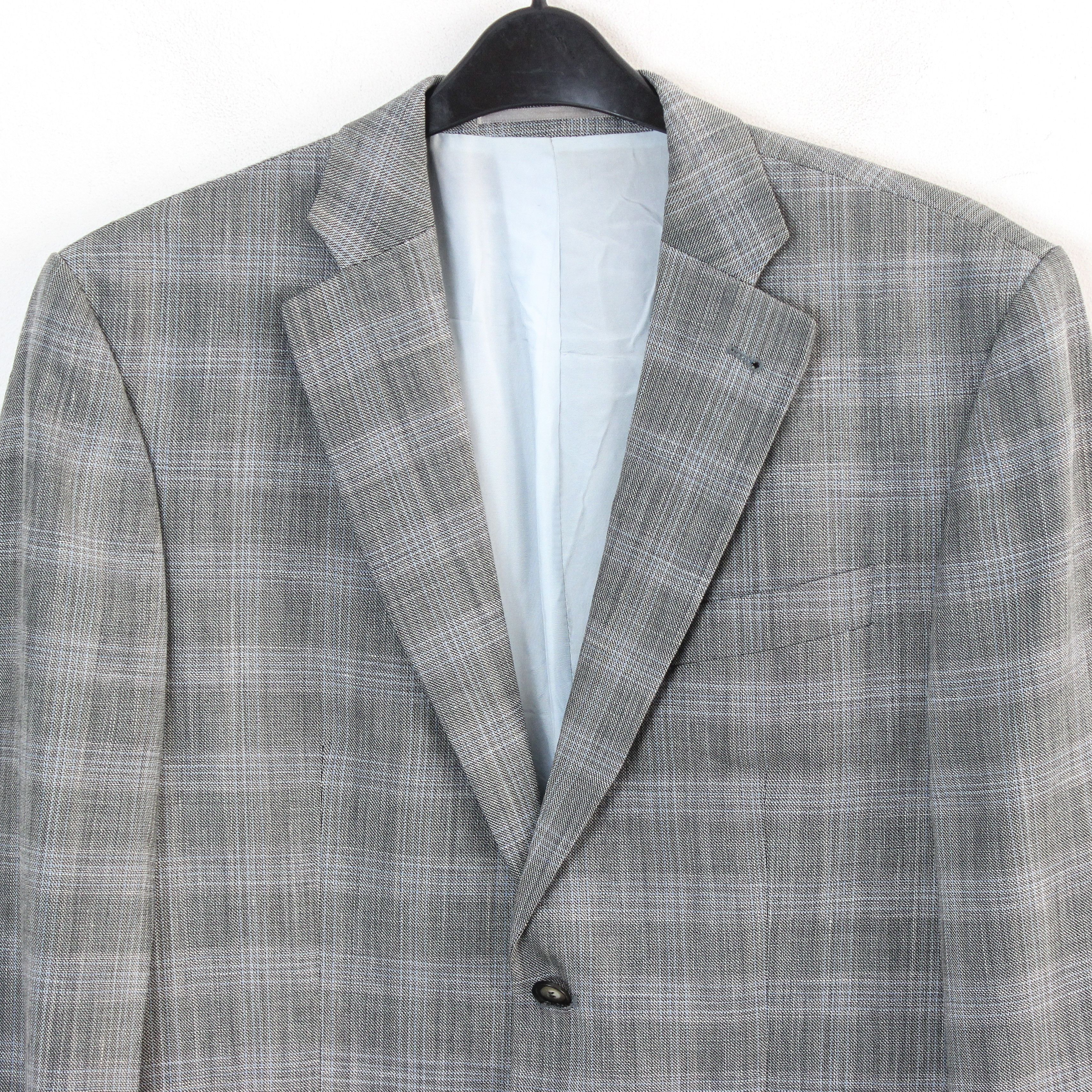 Designer BENVENUTO Lorenzo Blazer Wool Jacket Check EU 25 Linen Coat Size 42R - 3 Thumbnail