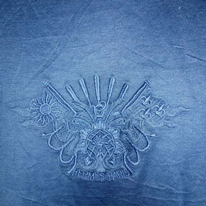 Hermes ❤️Authentic❤️Vintage Hermes OG Embroidered Logo Tee Size US M / EU 48-50 / 2 - 3 Thumbnail
