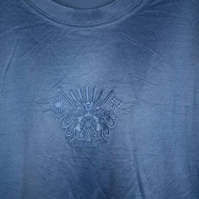 Hermes ❤️Authentic❤️Vintage Hermes OG Embroidered Logo Tee Size US M / EU 48-50 / 2 - 4 Thumbnail