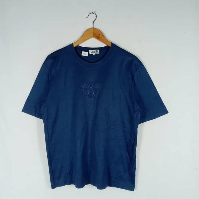 Hermes ❤️Authentic❤️Vintage Hermes OG Embroidered Logo Tee Size US M / EU 48-50 / 2 - 1 Thumbnail