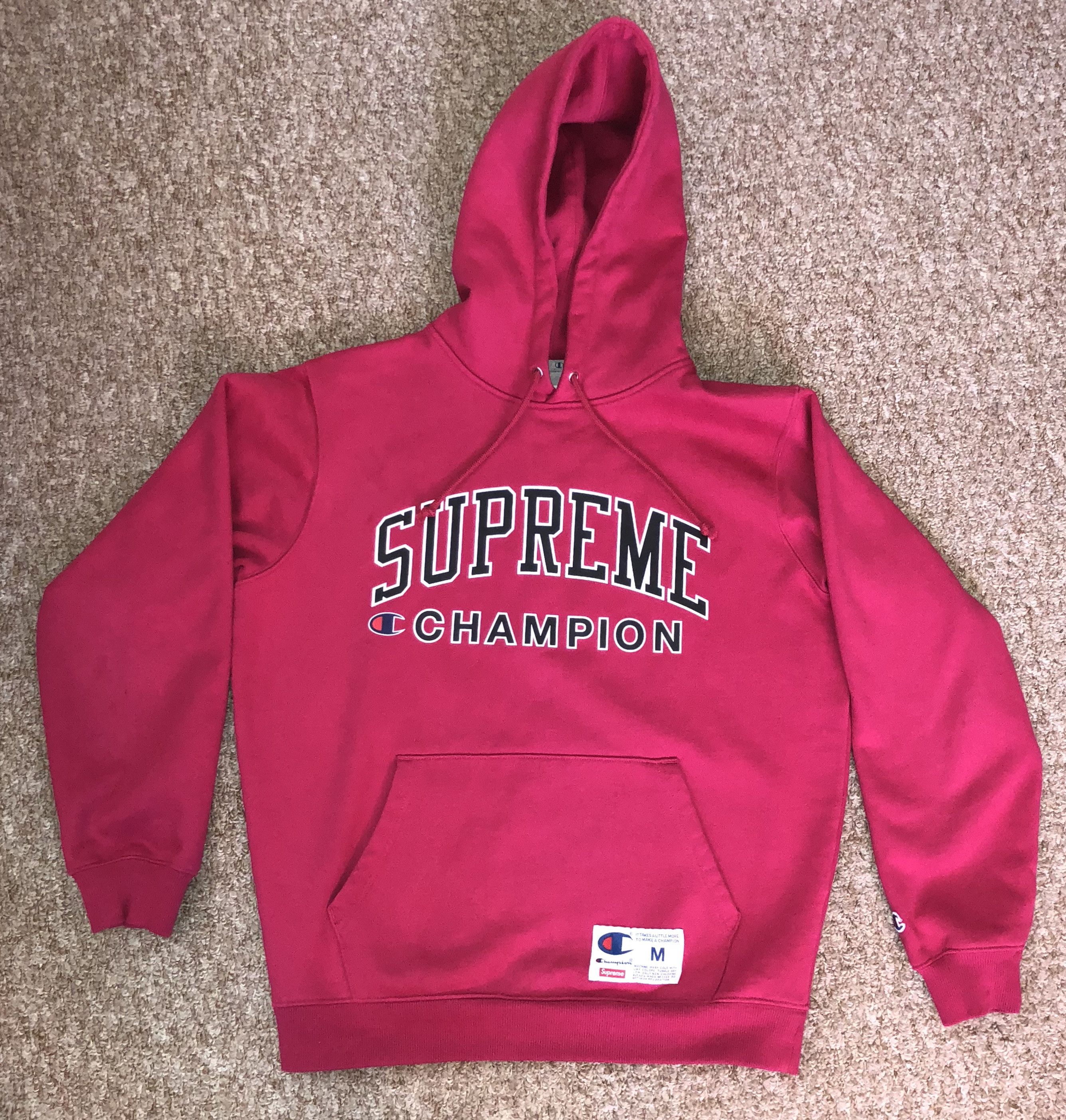 Champion × Supreme Supreme Champion Hooded Pullover Magenta (Pink  