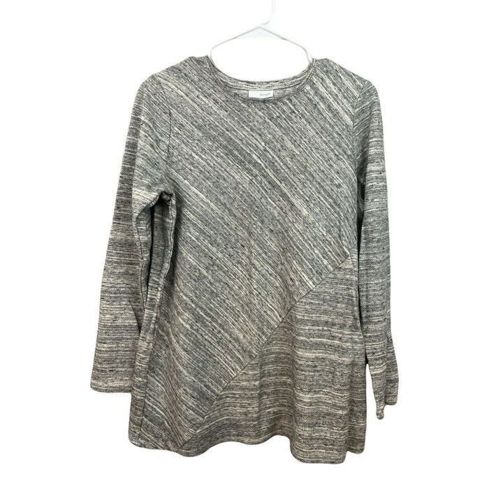 Jill.J Pure Jill Knit Textured Tunic Long Sleeves Cotton Gray Small ...