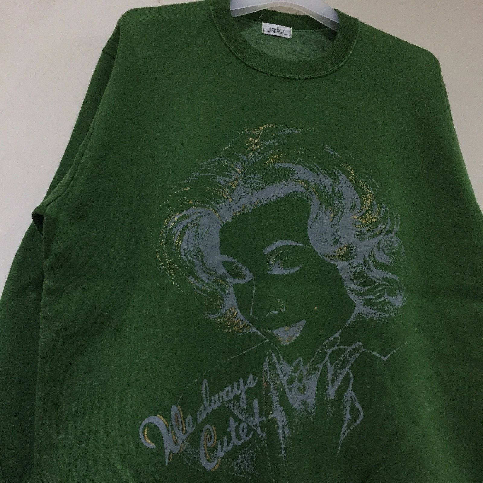 Vintage LADIES sweatshirt spell out big design.. We Always Cute Size ONE SIZE - 2 Thumbnail