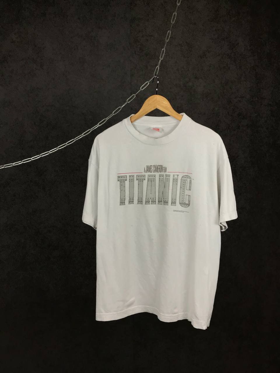 image of Titanic 1998 Vintage Cult Movie Tee in White, Men's (Size XL)