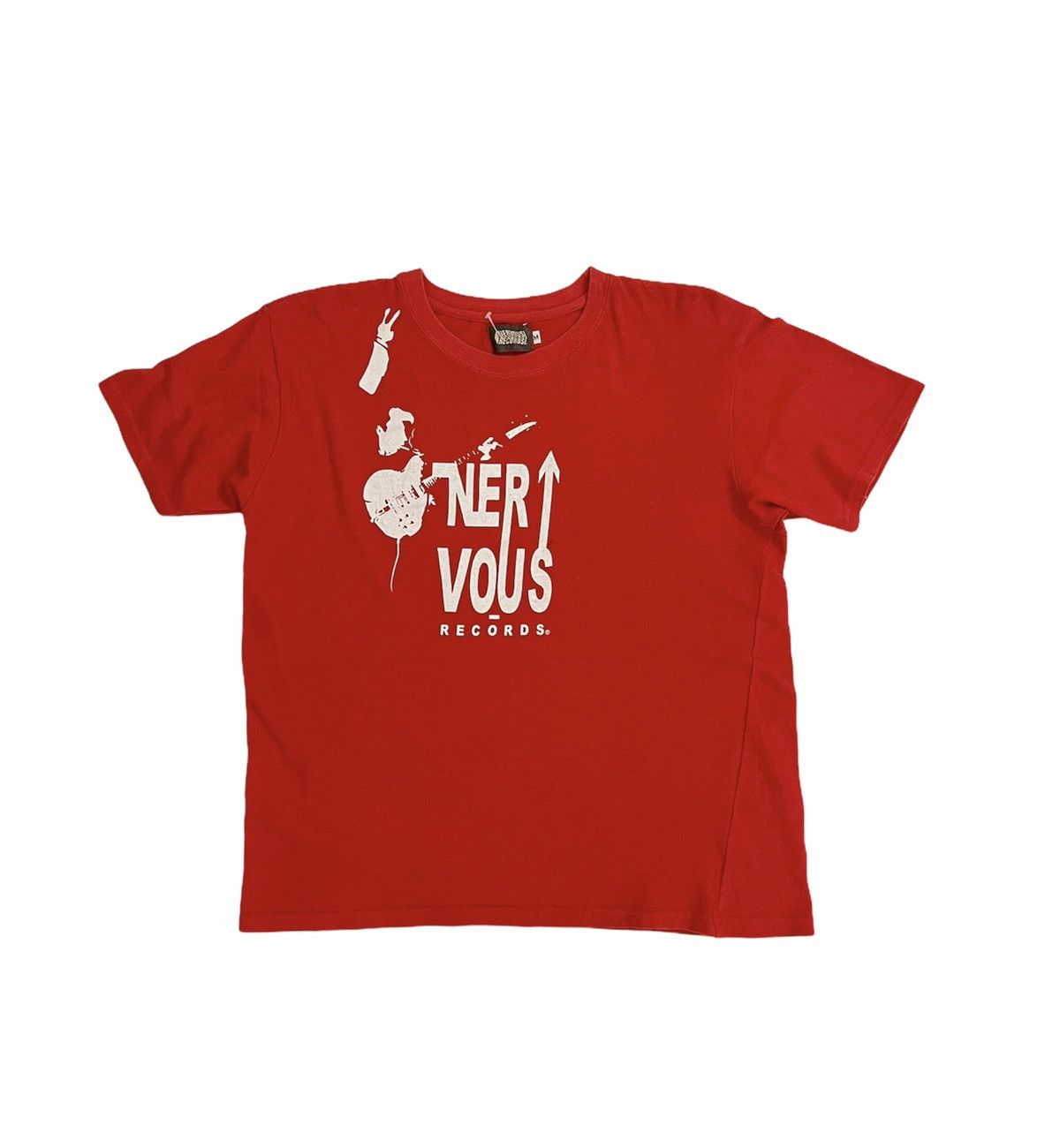 image of Band Tees Nervous Records American Records Label Hip Hop Tshirt in Red, Men's (Size Medium)