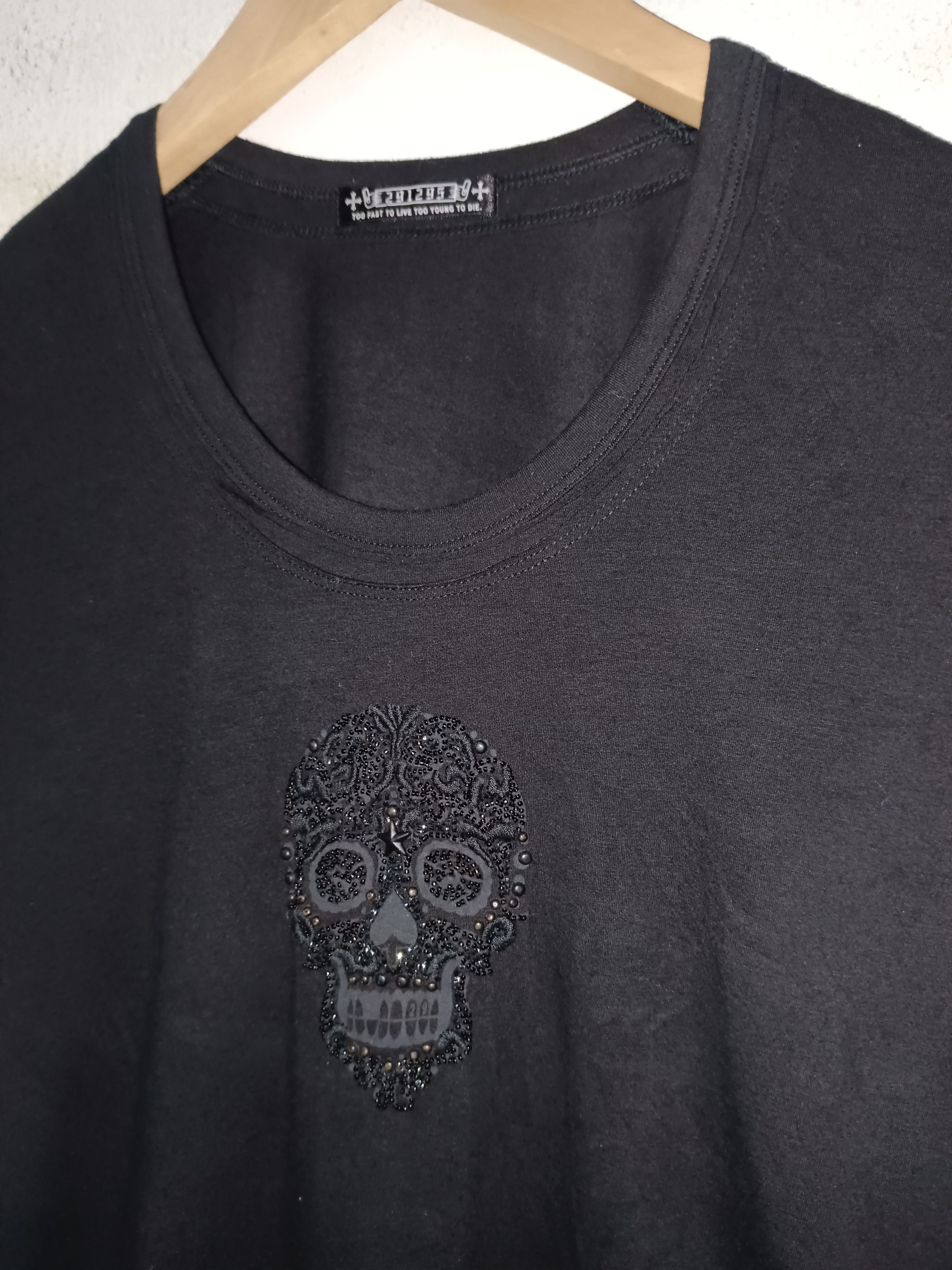 14th Addiction × Beauty Beast × If Six Was Nine Vintage 291295=Homme Distressed TShirt Skull Size US M / EU 48-50 / 2 - 1 Thumbnail