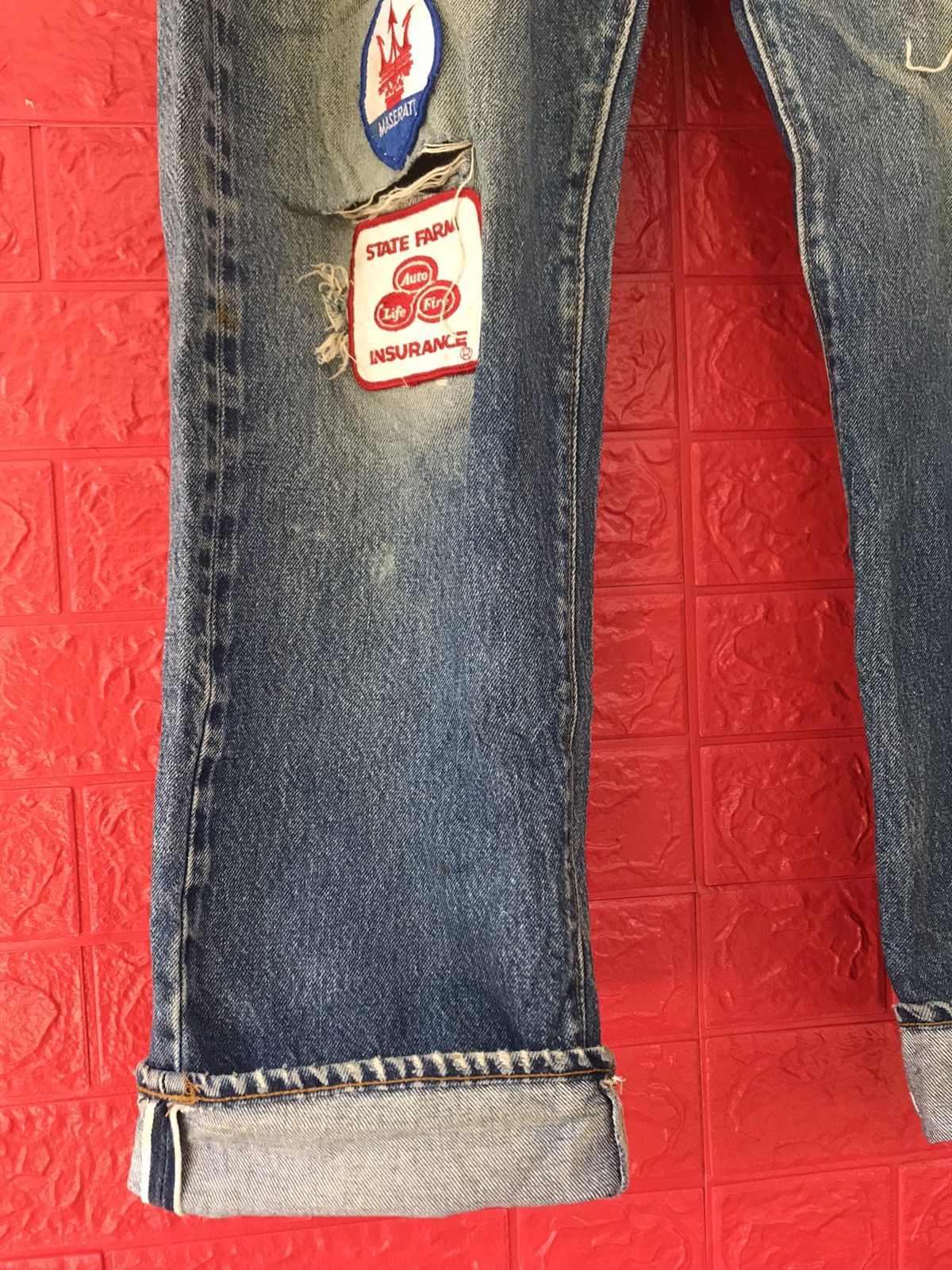 Levi's × Vintage Vintage 70s Levis 501 Redline Selvedge Patchers Jeans Size US 34 / EU 50 - 6 Thumbnail