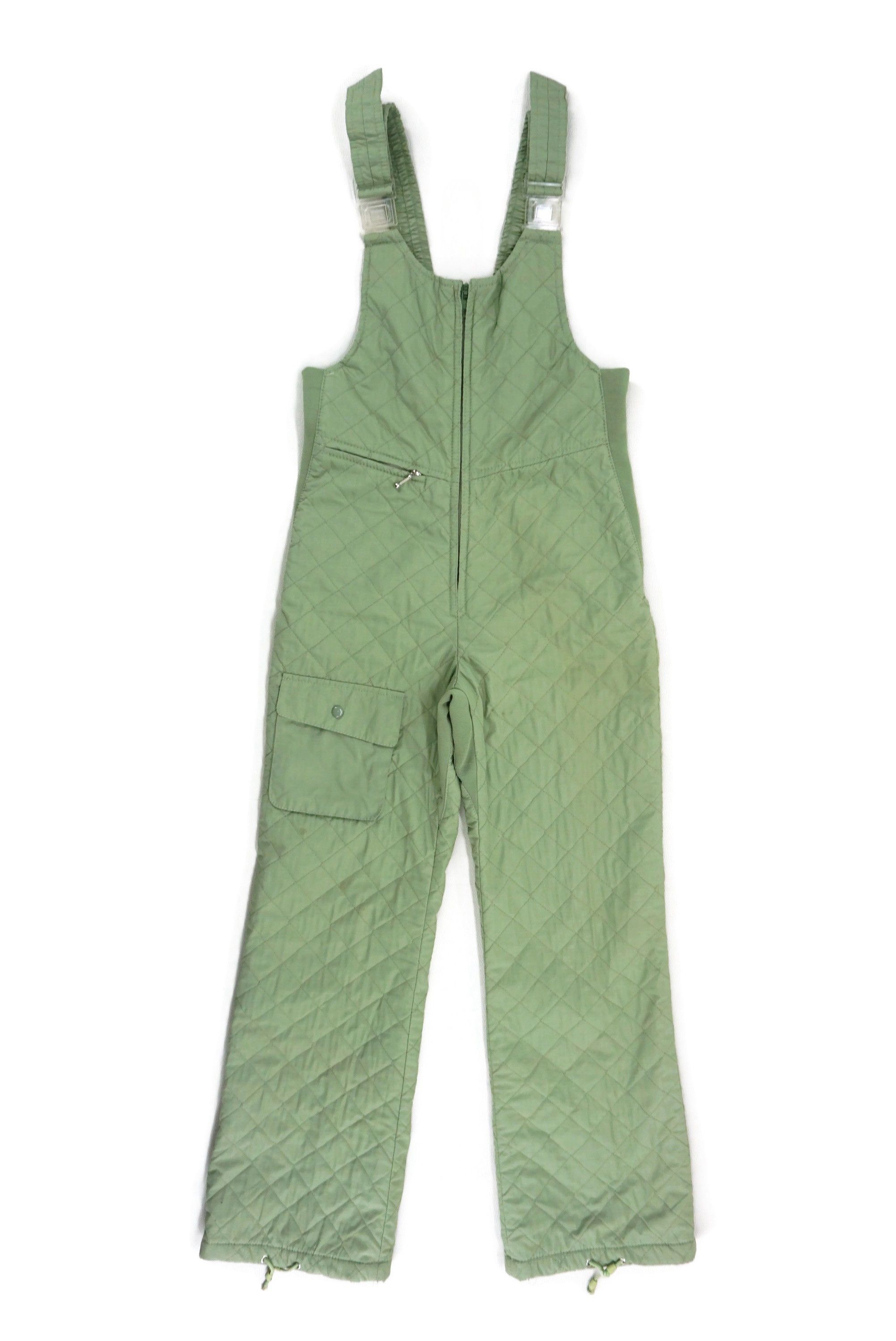 image of Asics x Moncler Grenoble Bootcut Overalls Flare Quilted Ski Wear in Olive, Women's (Size 24)