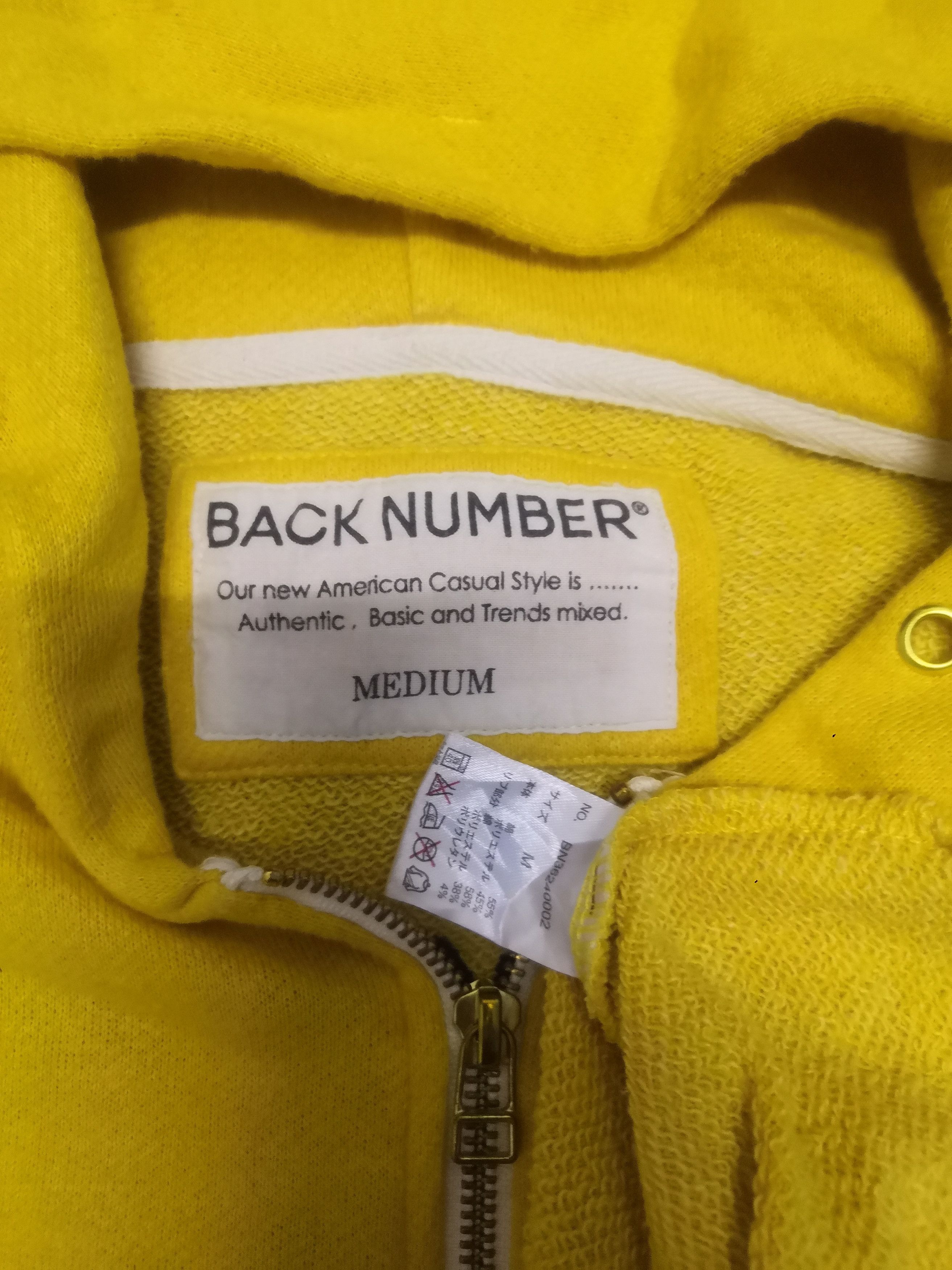 Japanese Brand Back Number New York Zipper Up Hoodie Yellow Medium Size US M / EU 48-50 / 2 - 4 Thumbnail