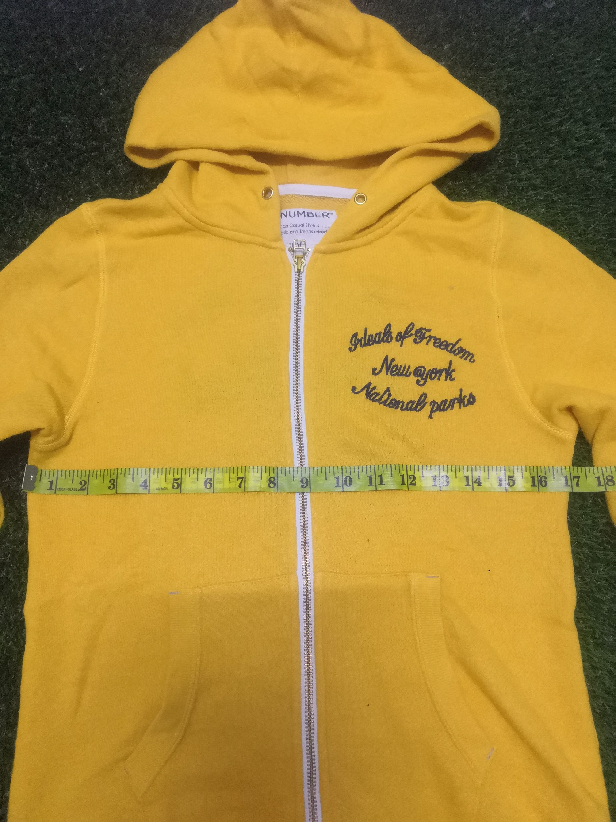 Japanese Brand Back Number New York Zipper Up Hoodie Yellow Medium Size US M / EU 48-50 / 2 - 6 Thumbnail