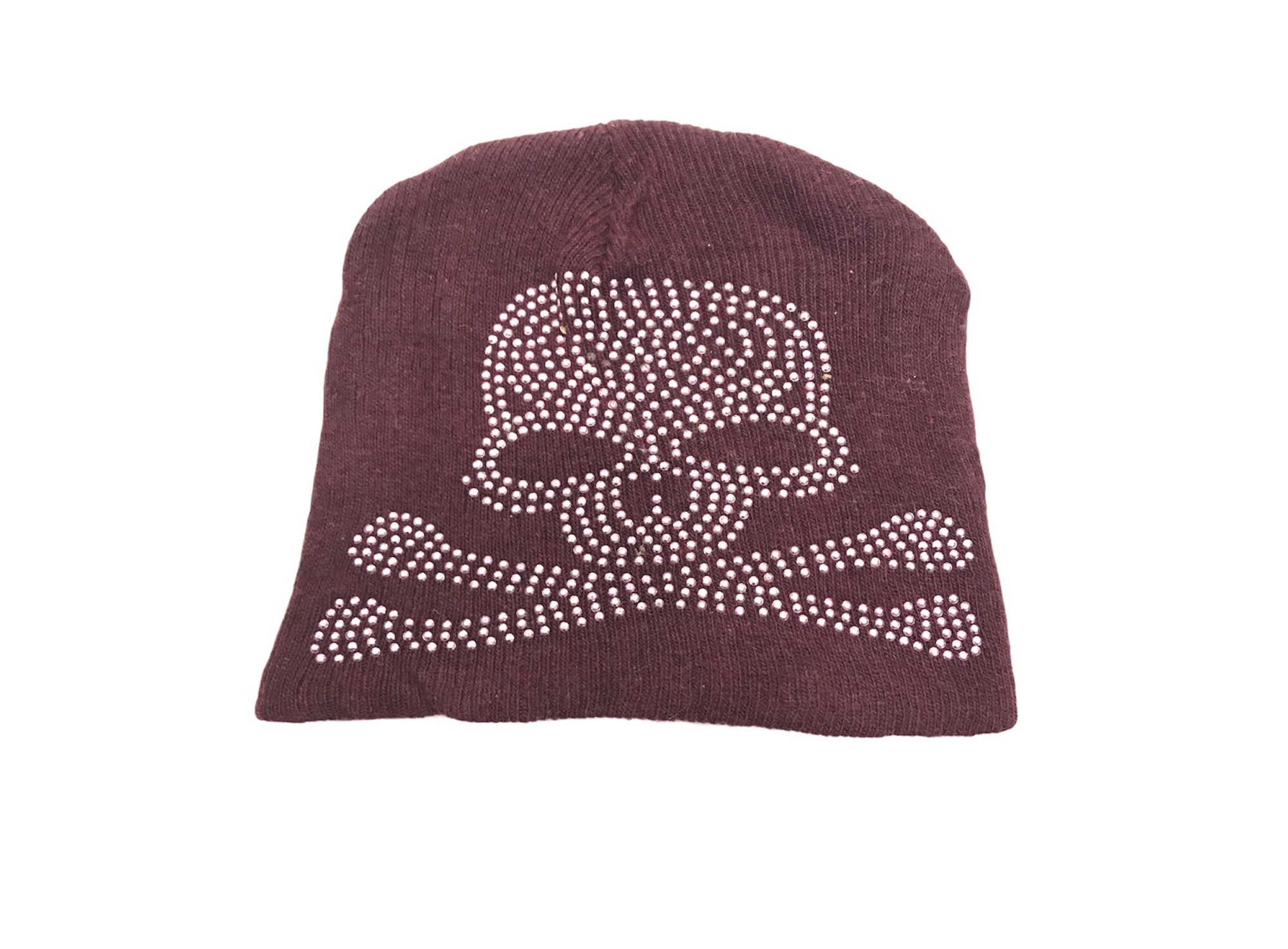image of Skulls Japanese Skull Beanie Punk Bondage Design Hats in Reds, Men's