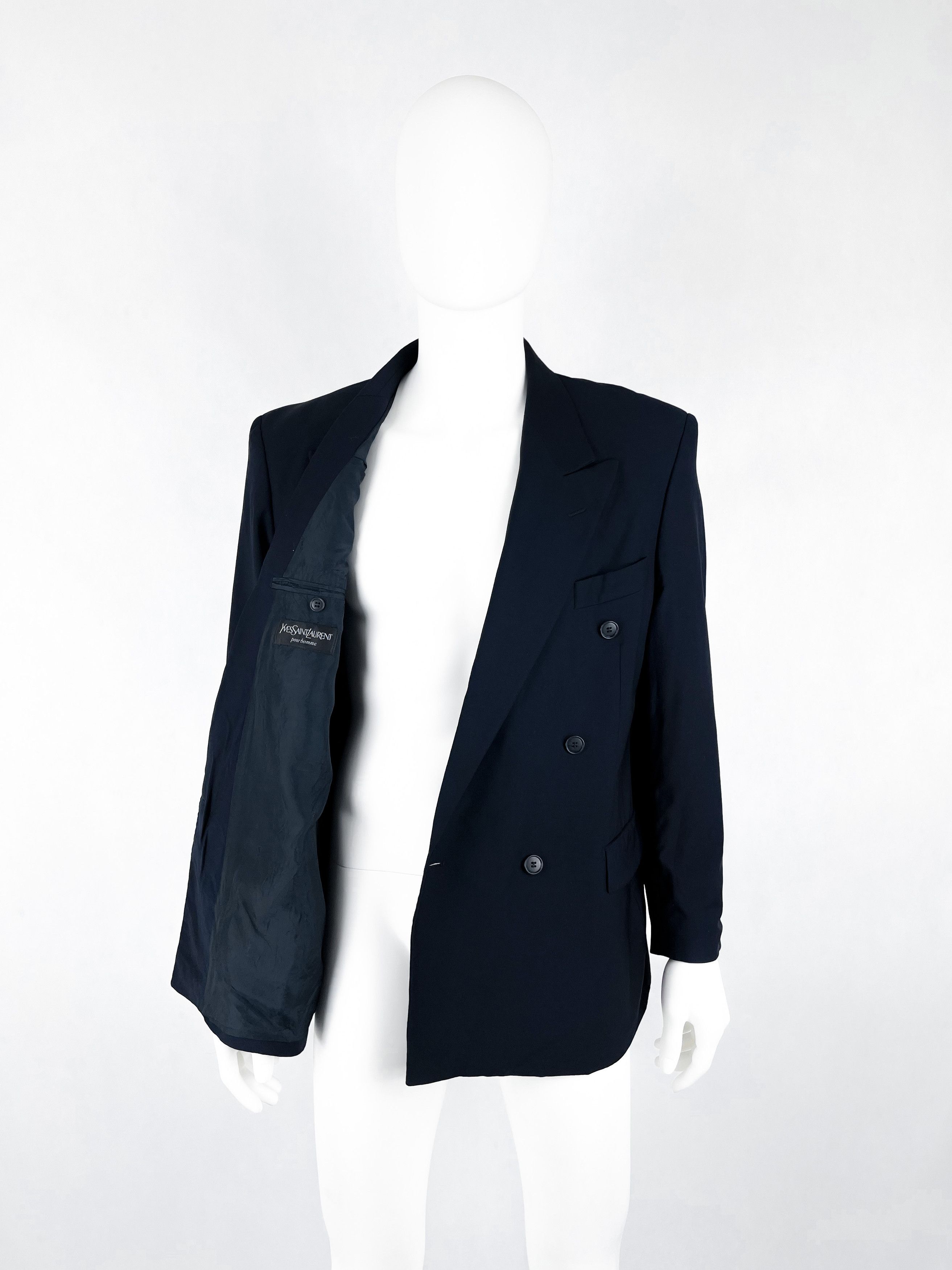 Yves Saint Laurent navy wool blazer jacket