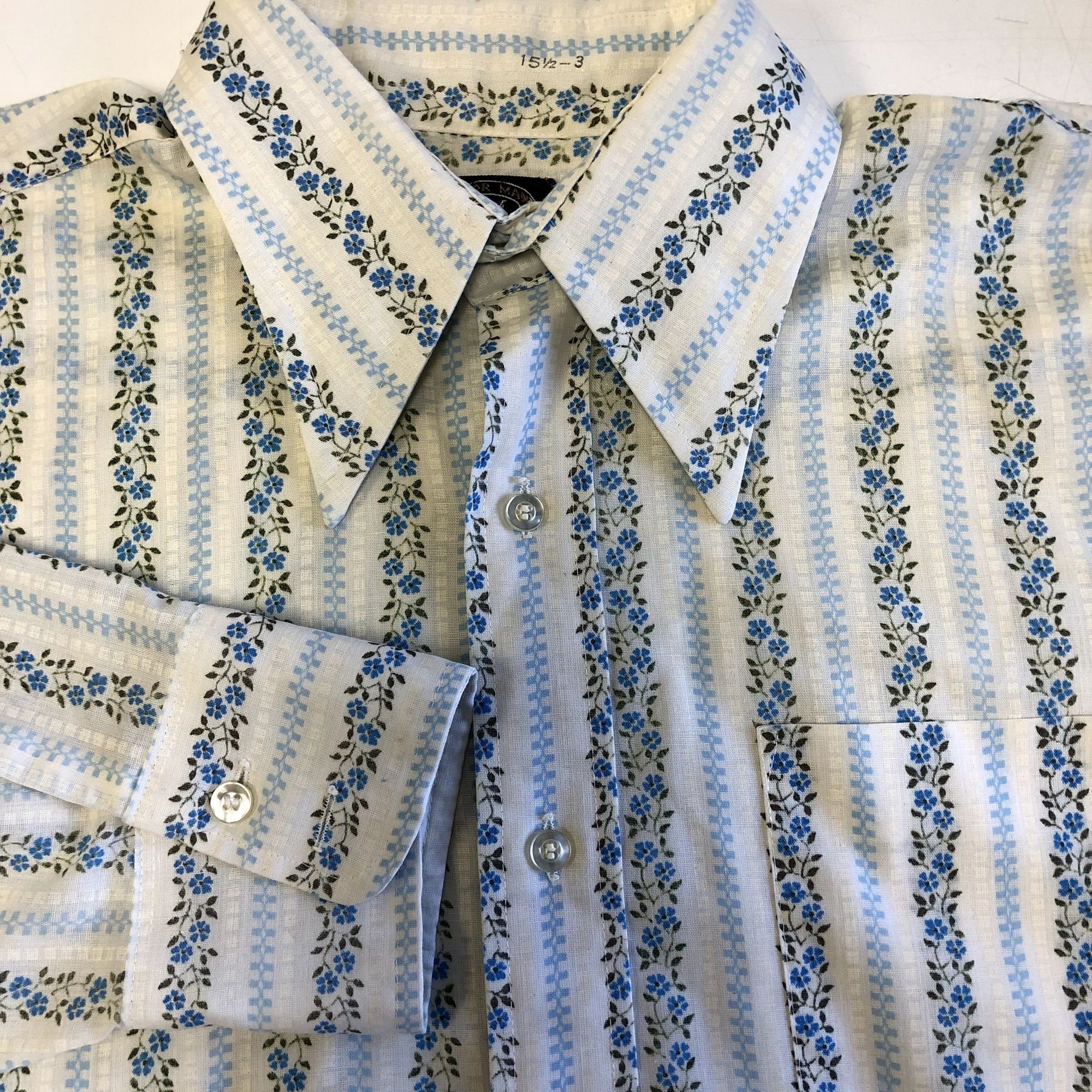 70's Honor MOD FLORAL Vines DISCO Butterfly Collar Shirt
