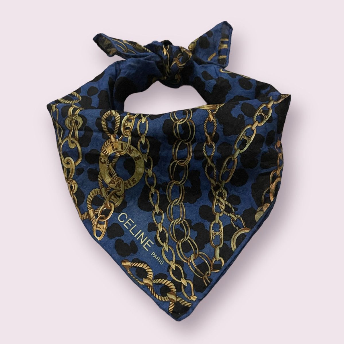 image of Celine Paris Handkerchief Neckerchief Pocketsquare in Blue, Women's