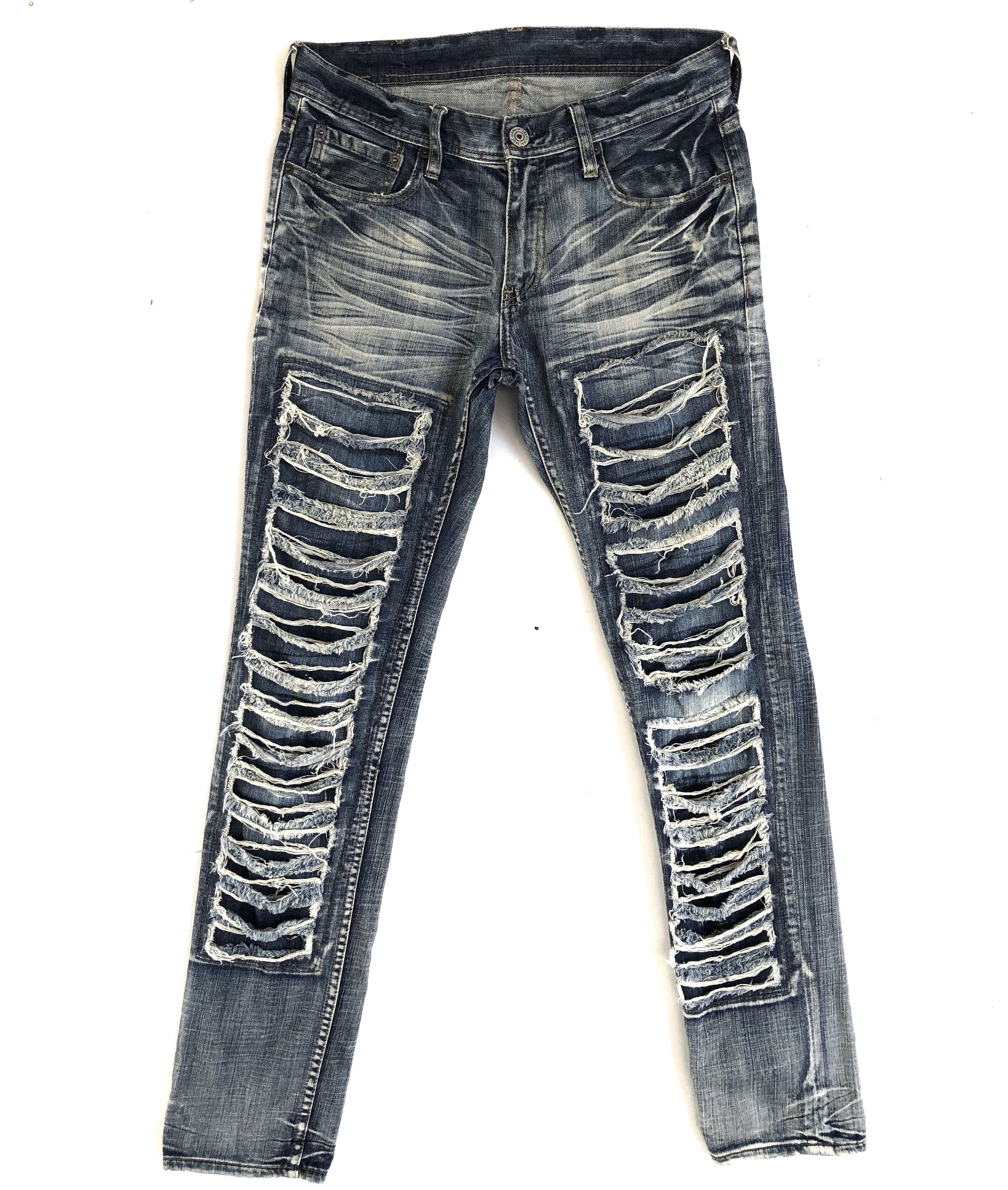 Japanese Brand RARE🔥VINTAGE EDGE RUPERT JAPAN DISTRESSED DESIGN JEANS Size US 32 / EU 48 - 2 Thumbnail