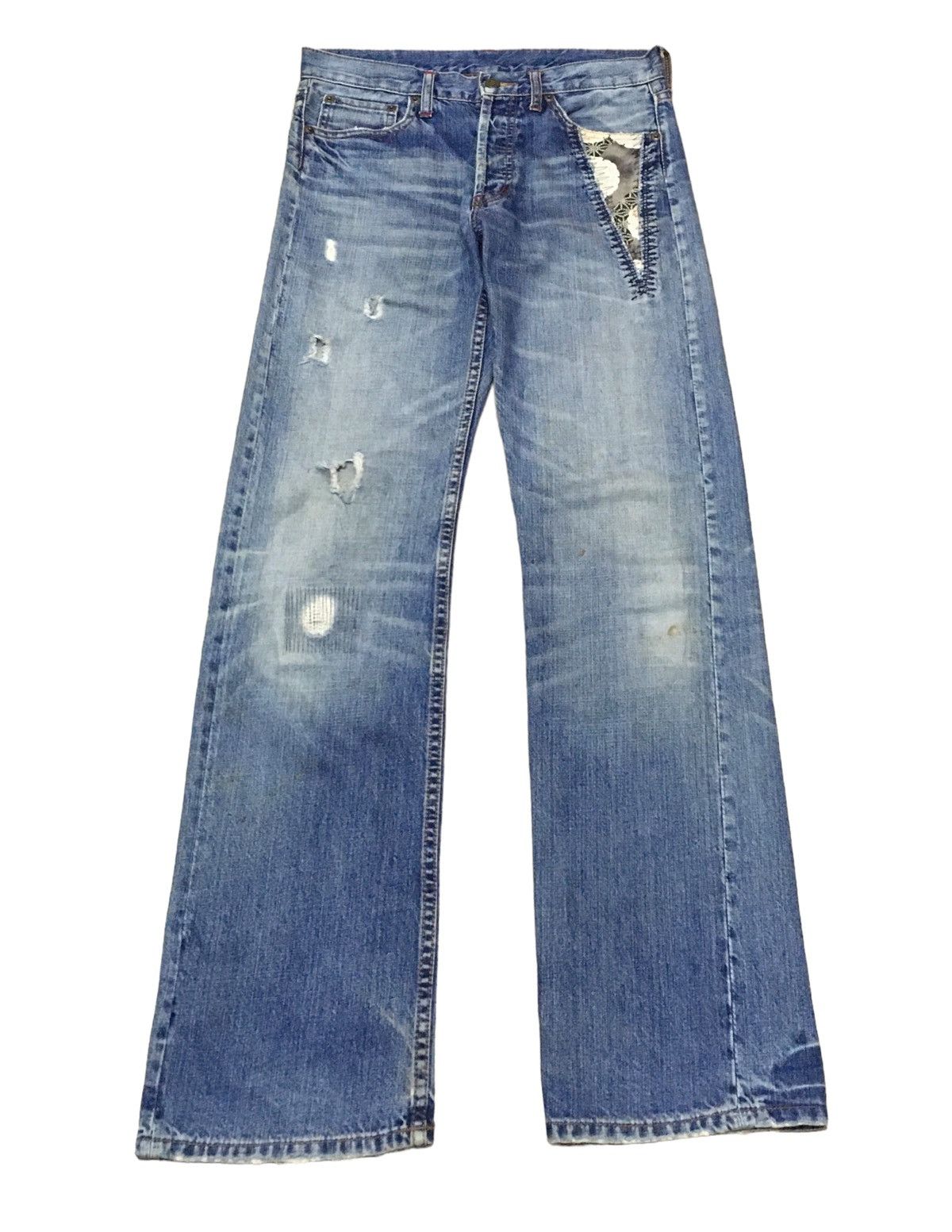 Japanese Brand × Takeo Kikuchi Rare Design Vintage Takeo Kikuchi Distressed Jeans 1990s Size US 32 / EU 48 - 1 Thumbnail