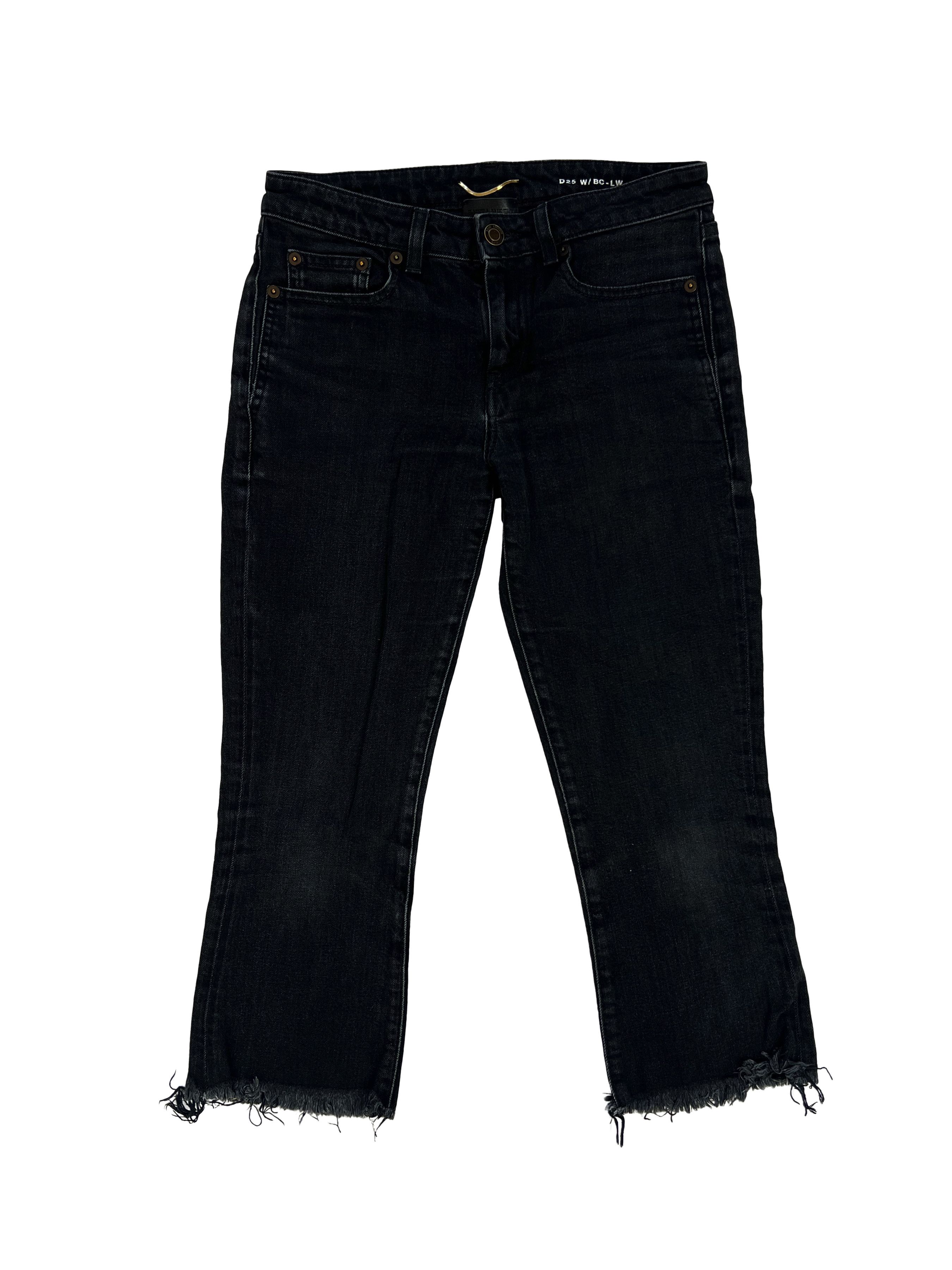 image of Saint Laurent Paris 2018 Saint Laurent D25 Cutoff Jeans Denim in Black, Women's