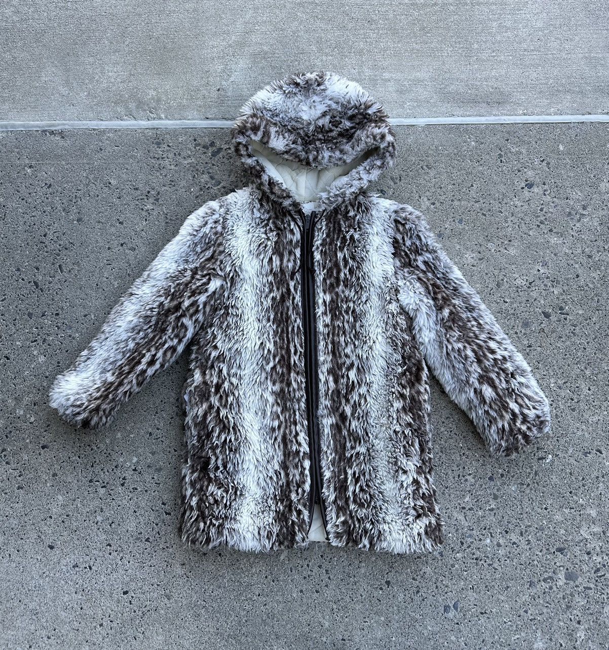 Vintage Vintage Faux Fur Hooded Zip Up Jacket Size L / US 10 / IT 46 - 1 Thumbnail