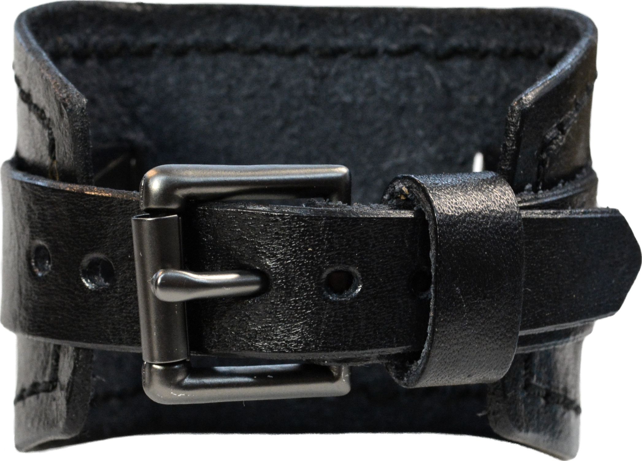 Other Men's Leather Cuff Watch - Black on Black Size ONE SIZE - 4 Thumbnail
