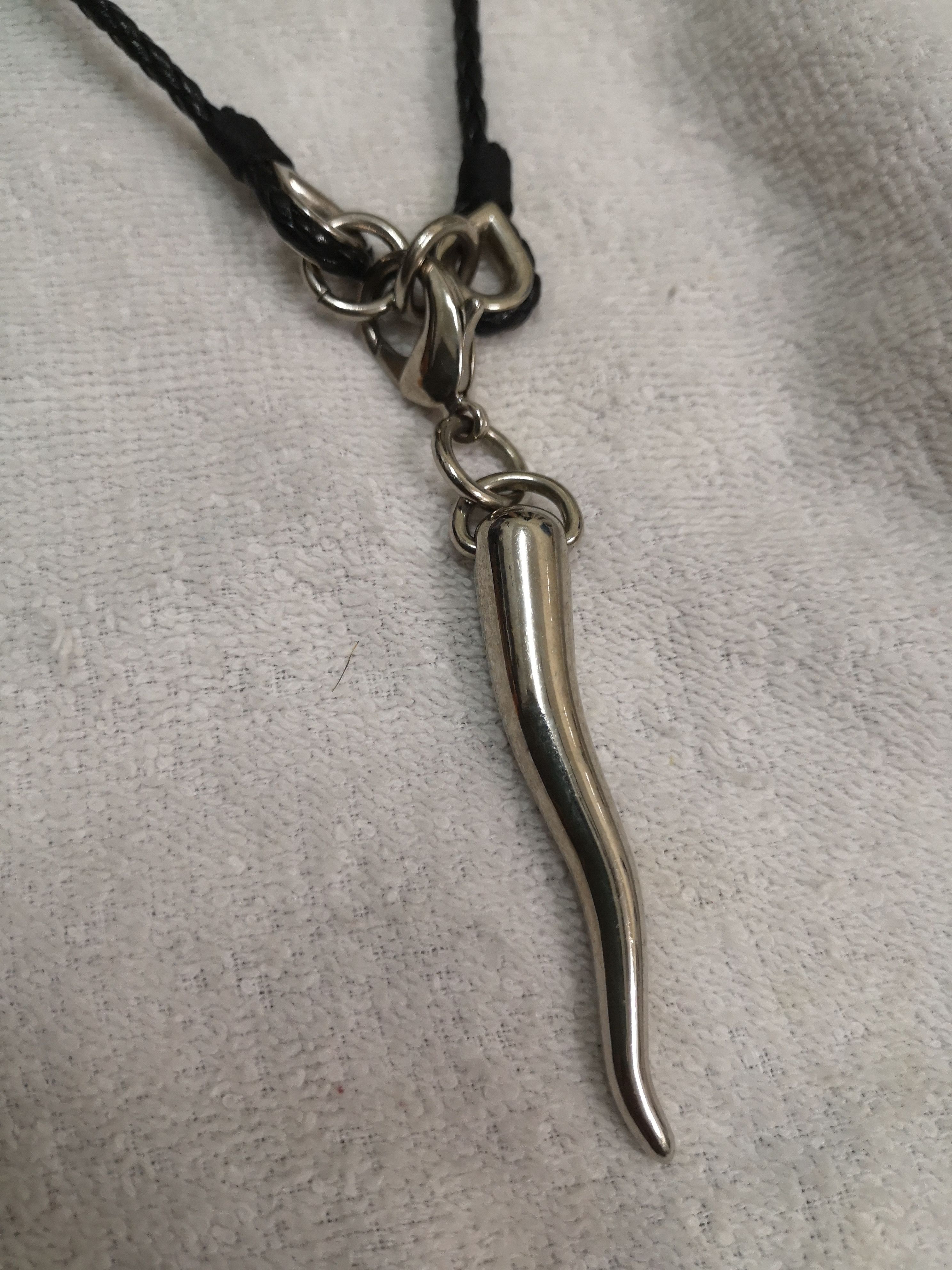 Dolce & Gabbana Necklace Corno Black Silver SV Sterling
