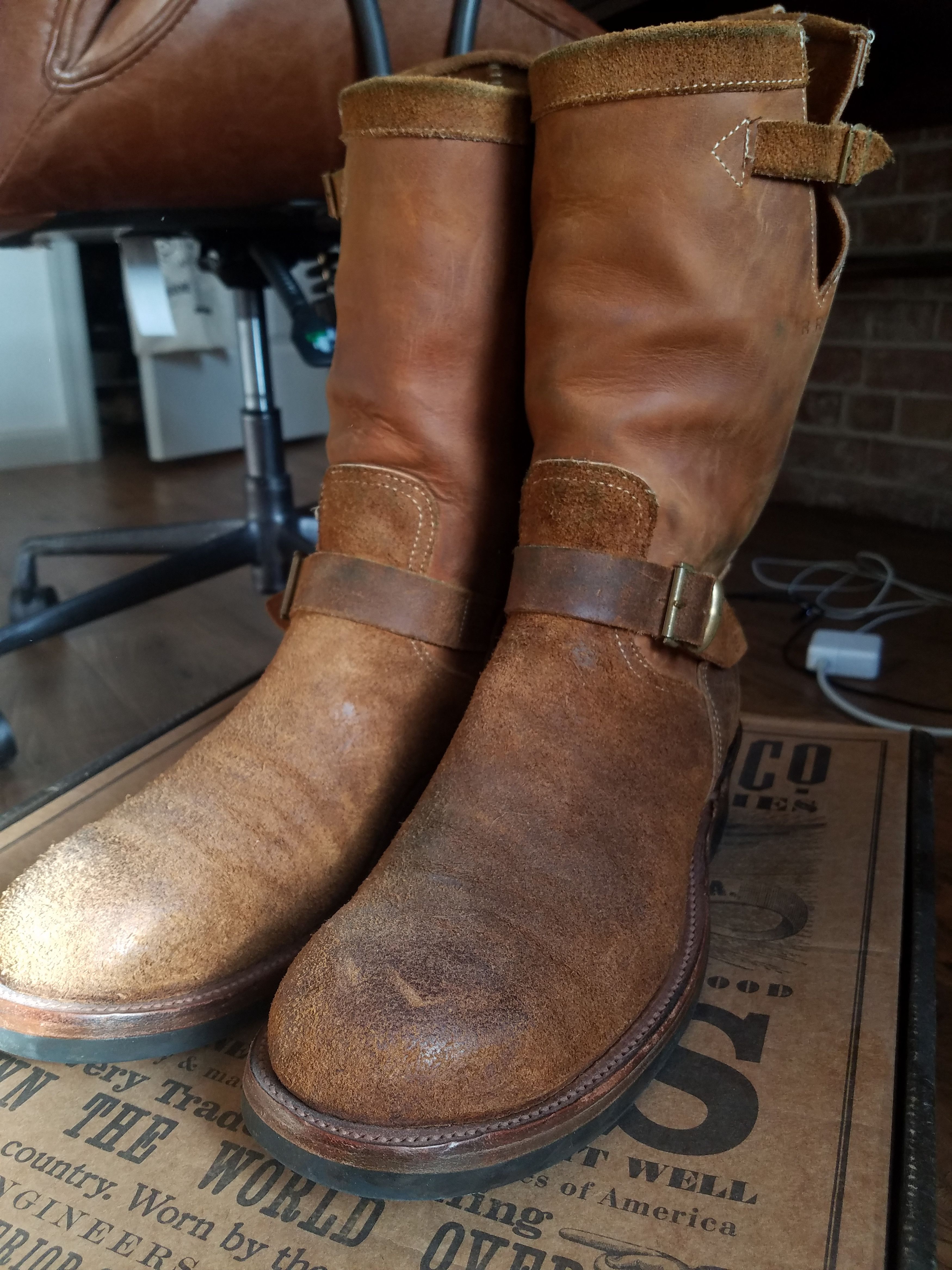 RRL Ralph Lauren RRL Tan Roughout Murdock Engineer Boots sz  display picture 3