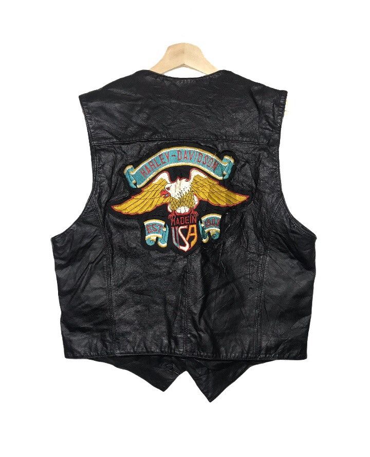Harley Davidson × Leather Harley Davidson Sleeveless Leather Jacket Size US M / EU 48-50 / 2 - 2 Thumbnail