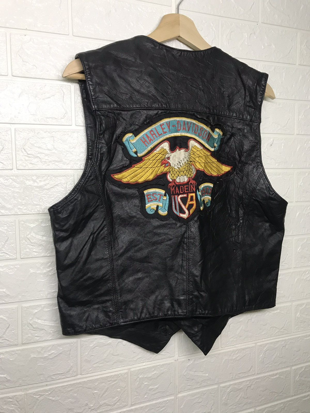 Harley Davidson × Leather Harley Davidson Sleeveless Leather Jacket Size US M / EU 48-50 / 2 - 4 Thumbnail