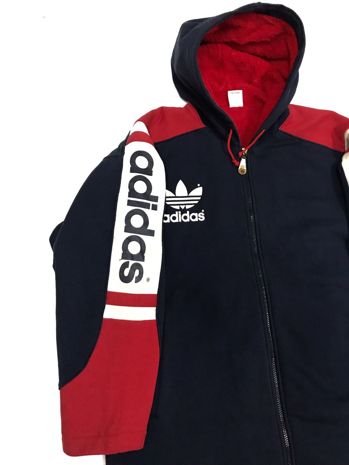 Adidas × Vintage Vintage Adidas Spell Out Big Logo Hoodie Fleece Jacket Size US L / EU 52-54 / 3 - 2 Thumbnail