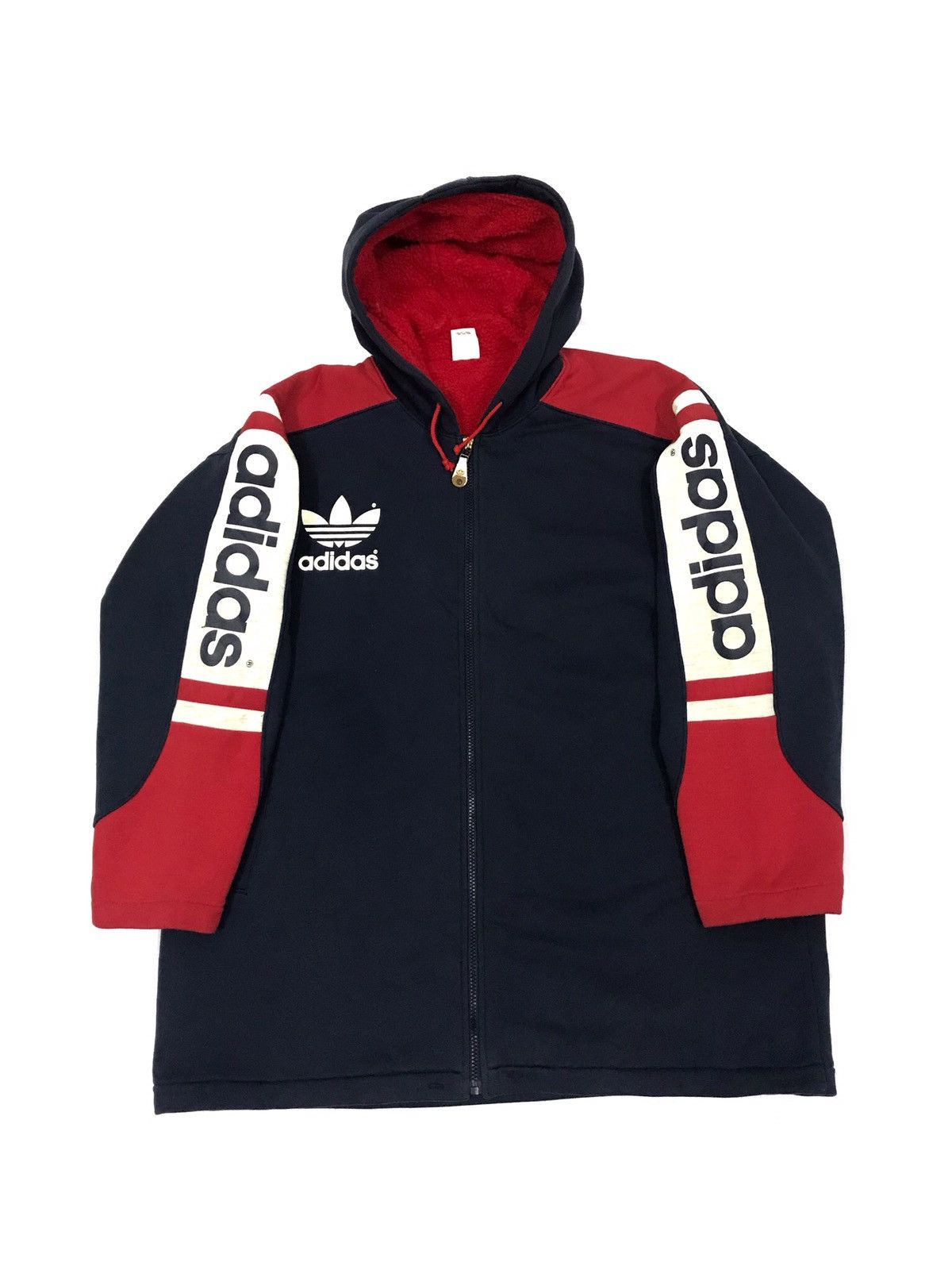 Adidas × Vintage Vintage Adidas Spell Out Big Logo Hoodie Fleece Jacket Size US L / EU 52-54 / 3 - 1 Thumbnail