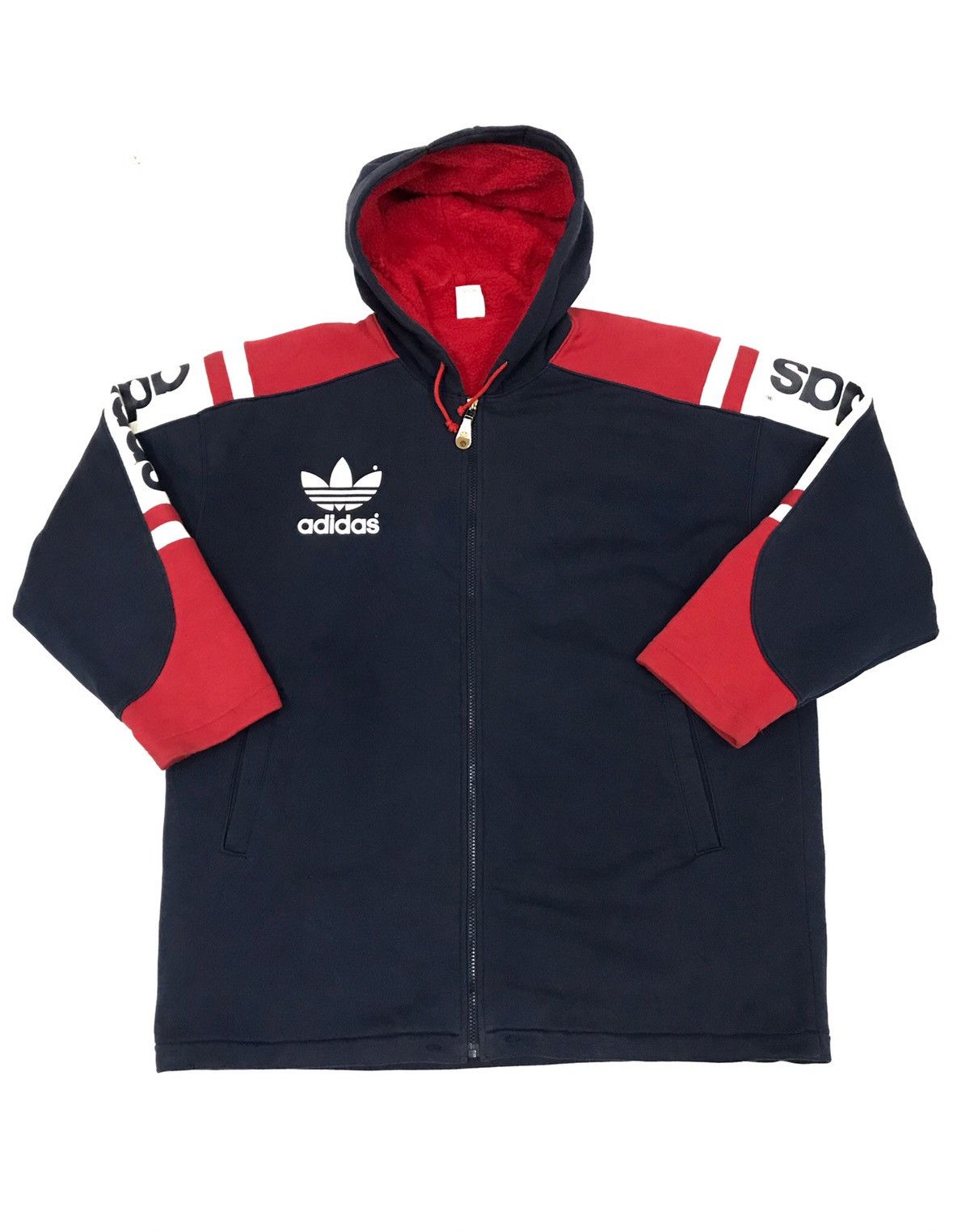 Adidas × Vintage Vintage Adidas Spell Out Big Logo Hoodie Fleece Jacket Size US L / EU 52-54 / 3 - 3 Thumbnail