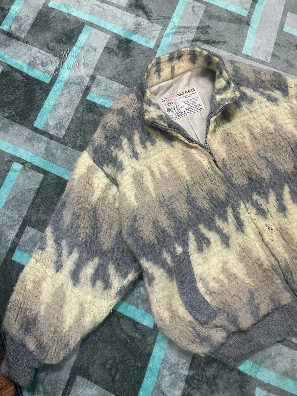 Vintage STOBI FLEECE ABSTRACT/ ART BOMBER JACKET Size US L / EU 52-54 / 3 - 5 Thumbnail
