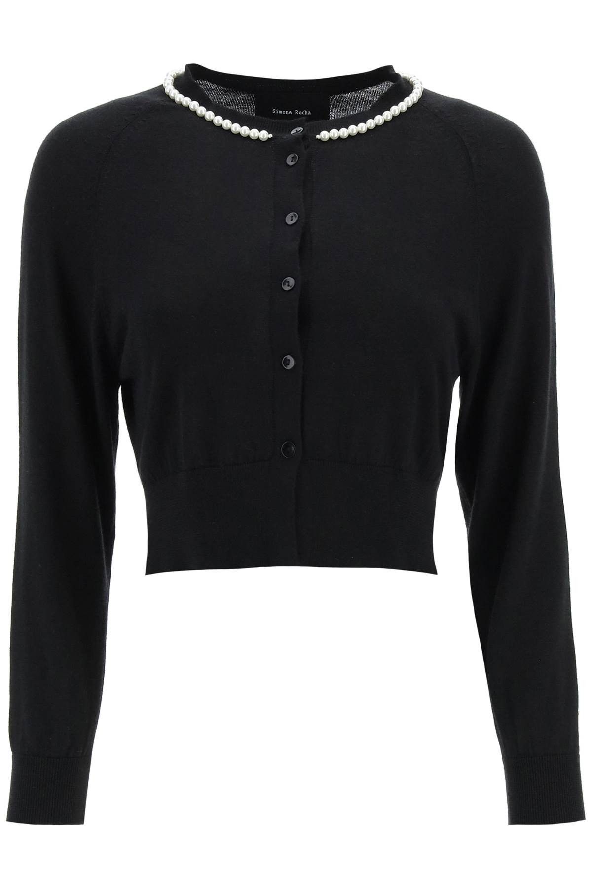 Simone Rocha Simone rocha cropped cardigan with pearl trim | Grailed