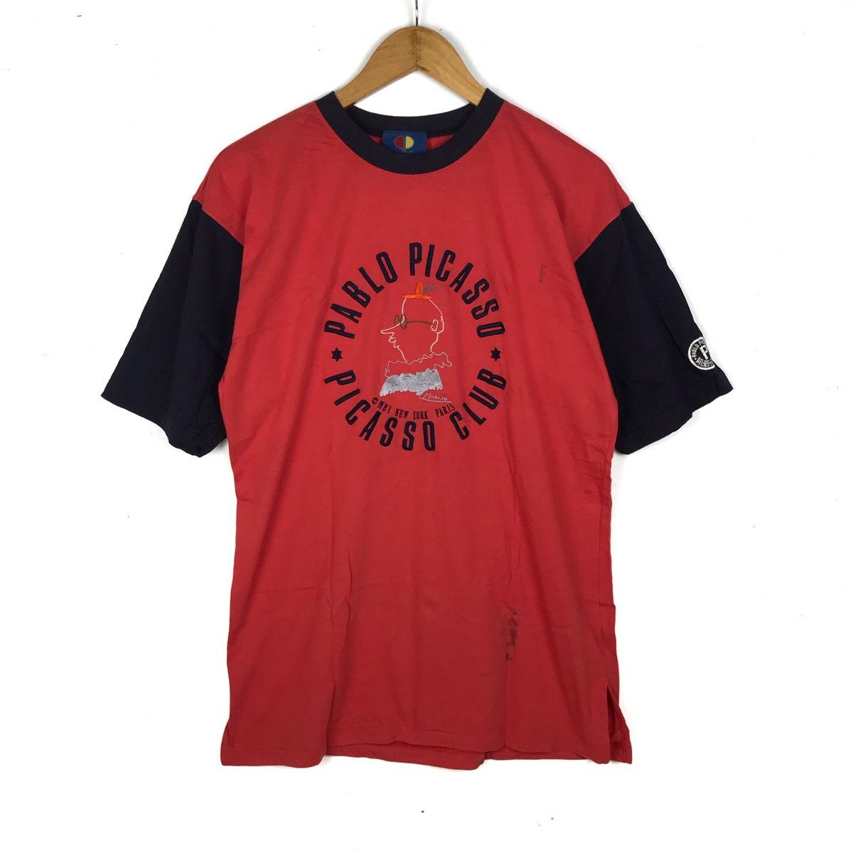image of Best Offer Vintage 90's Pablo Picasso Pop Art Embroidered in Orange, Men's (Size Large)