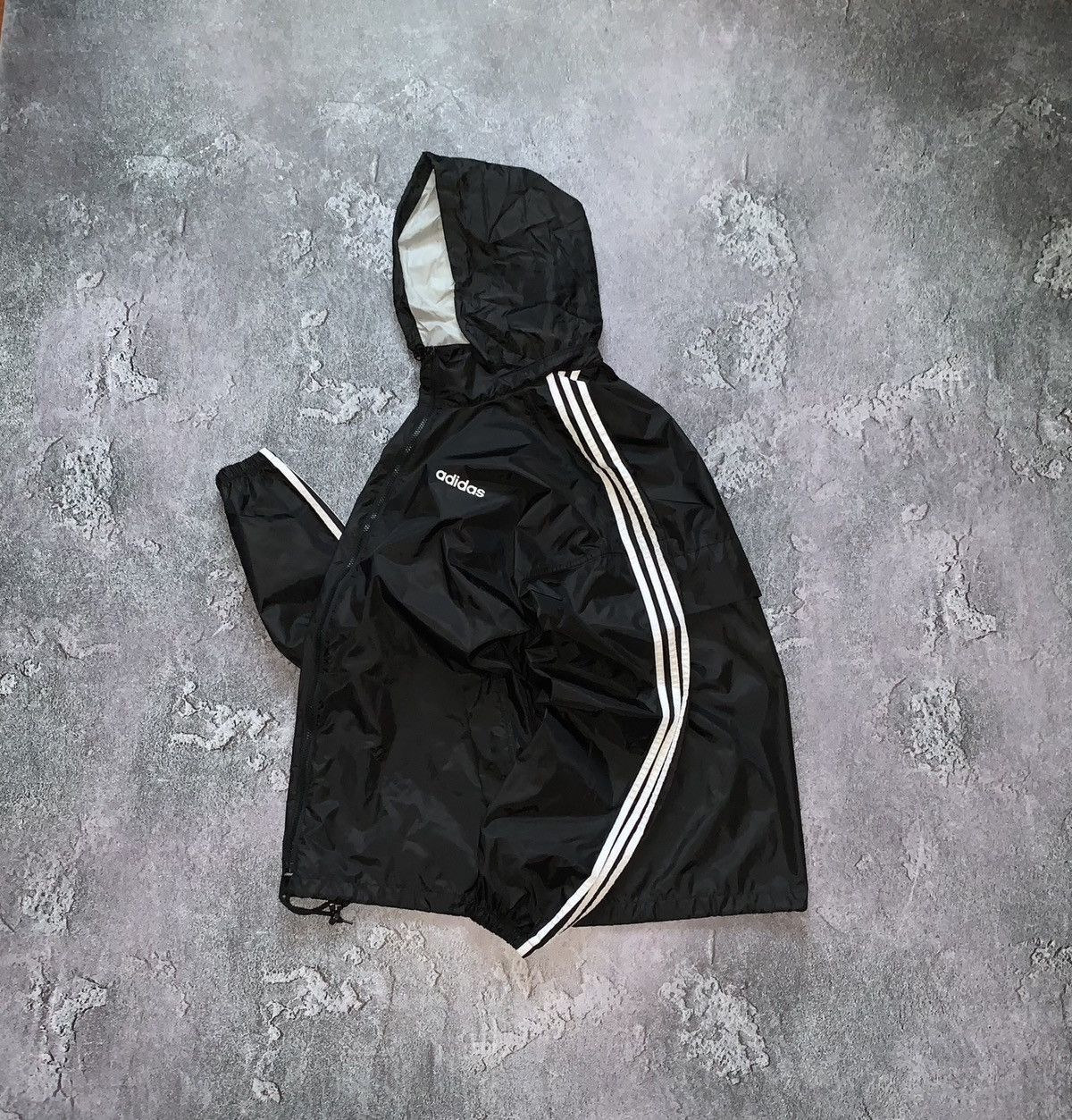 Adidas XL zip jacket hooded light track Olympic strips 90s