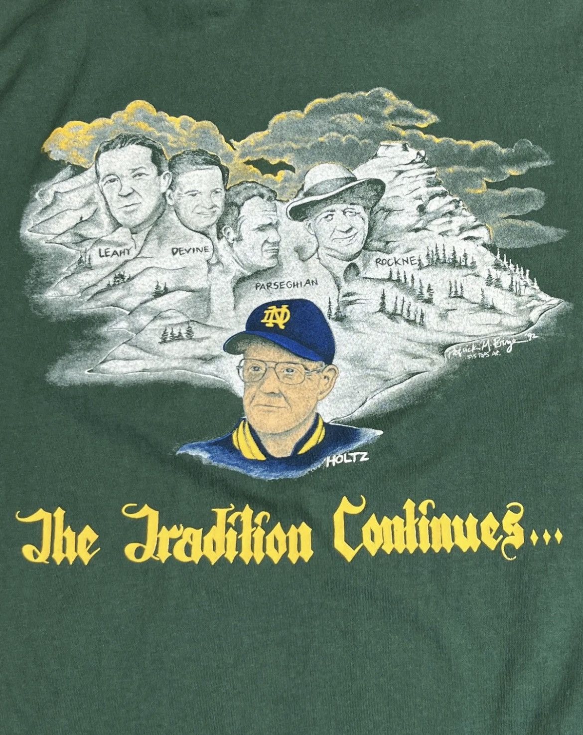 NOTRE DAME FOOTBALL 1992 SINGLE STITCH VTG T-SHIRT MENS XL