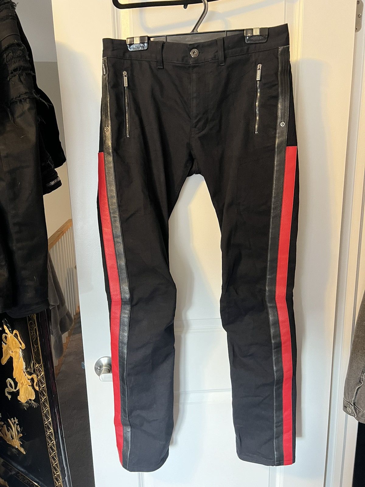 Versace Black Skinny Fit Pant With Red Leather Side Stripe