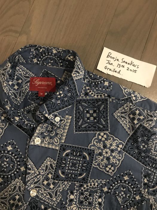 Blue bandana supreme short sleeve 2024 button down