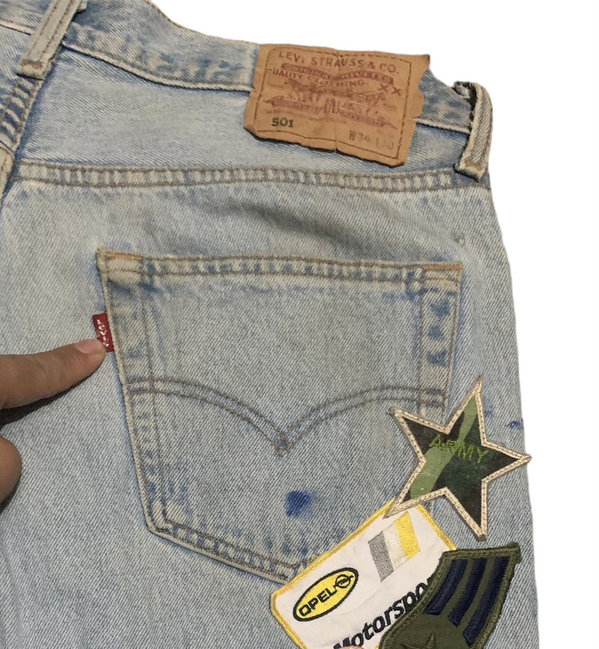 Levi's Vintage 90s Levi’s 501 Patches Shashiko Boro Jeans Size US 32 / EU 48 - 3 Thumbnail