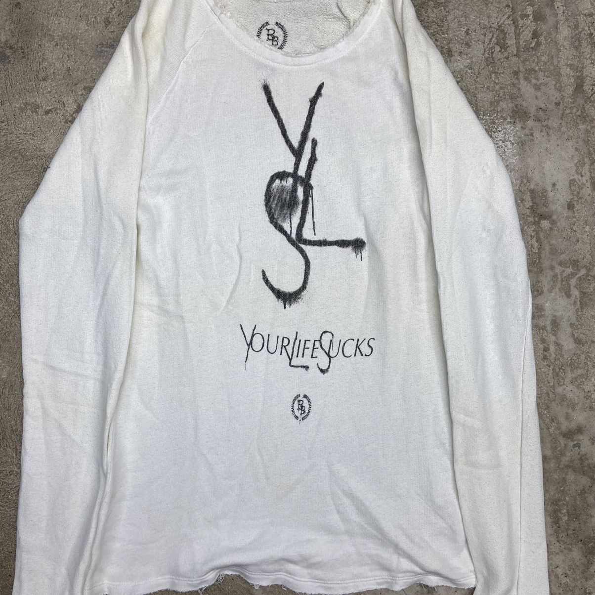Vintage YSL “YOUR LIFE SU*KS” Y2K VINTAGE KNITTED LONGSLEEVE № 1064 Size US L / EU 52-54 / 3 - 2 Thumbnail