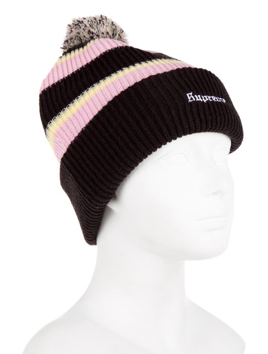 Supreme NWT Supreme Big Stripe Knit Beanie Color: Black/Pink/Peach